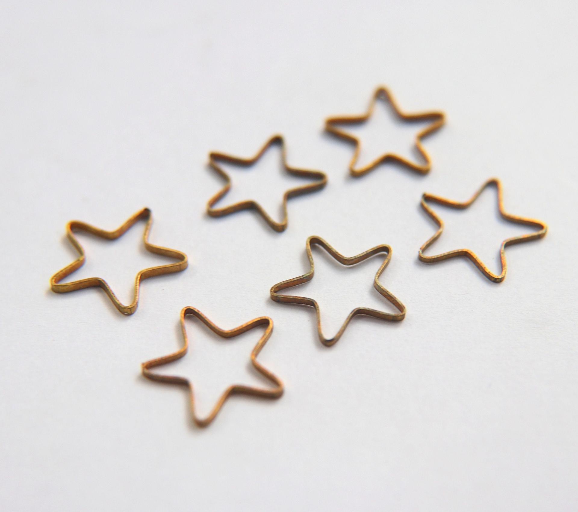 Raw Brass Hollow Star Pendant Charms -Brass Star Shape Wire Frame- Earring Findings- Geometry Stampings -Jewelry Supply 25/75/150/500 Pieces