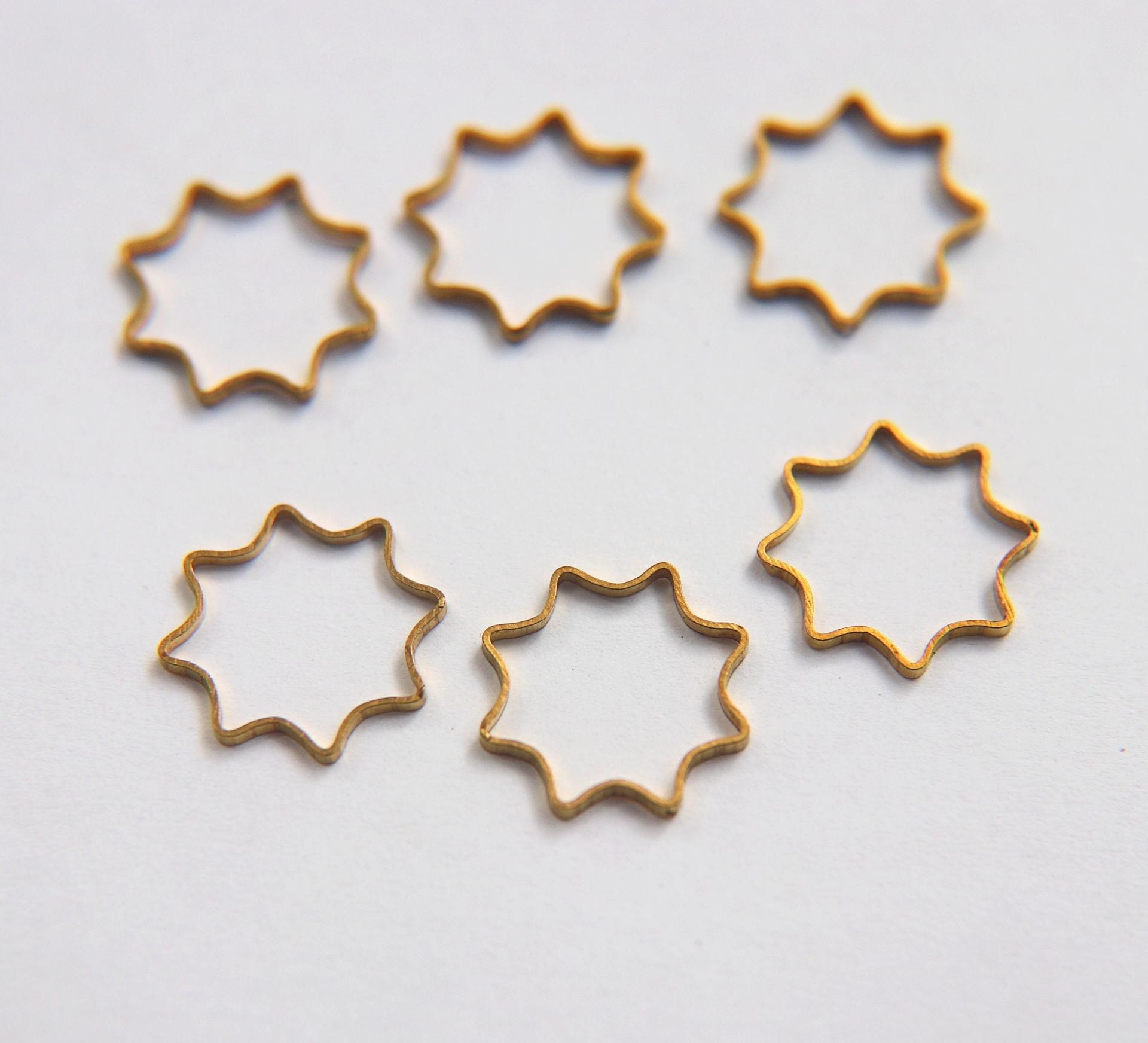 Raw Brass Hollow Star Pendant Charms -Brass Star Shape Wire Frame- Earring Findings- Geometry Stampings -Jewelry Supply 25/75/150/500 Pieces