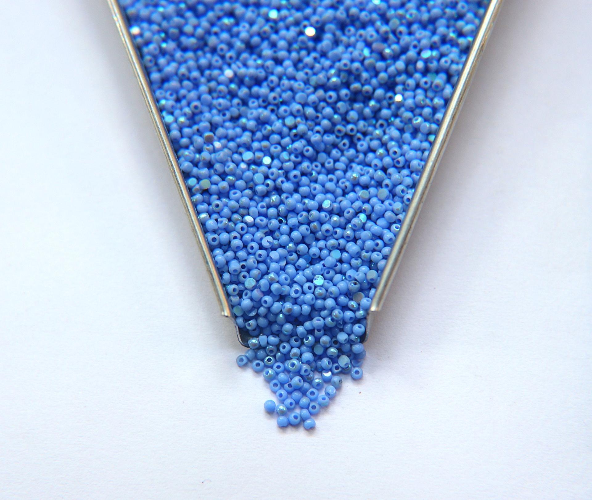 13/0 Charlotte Cut Beads Patina Opaque Light Sapphire Aurore Boreale 5/10/20/50/250/500 Grams craft supplies, jewelry making, native supply