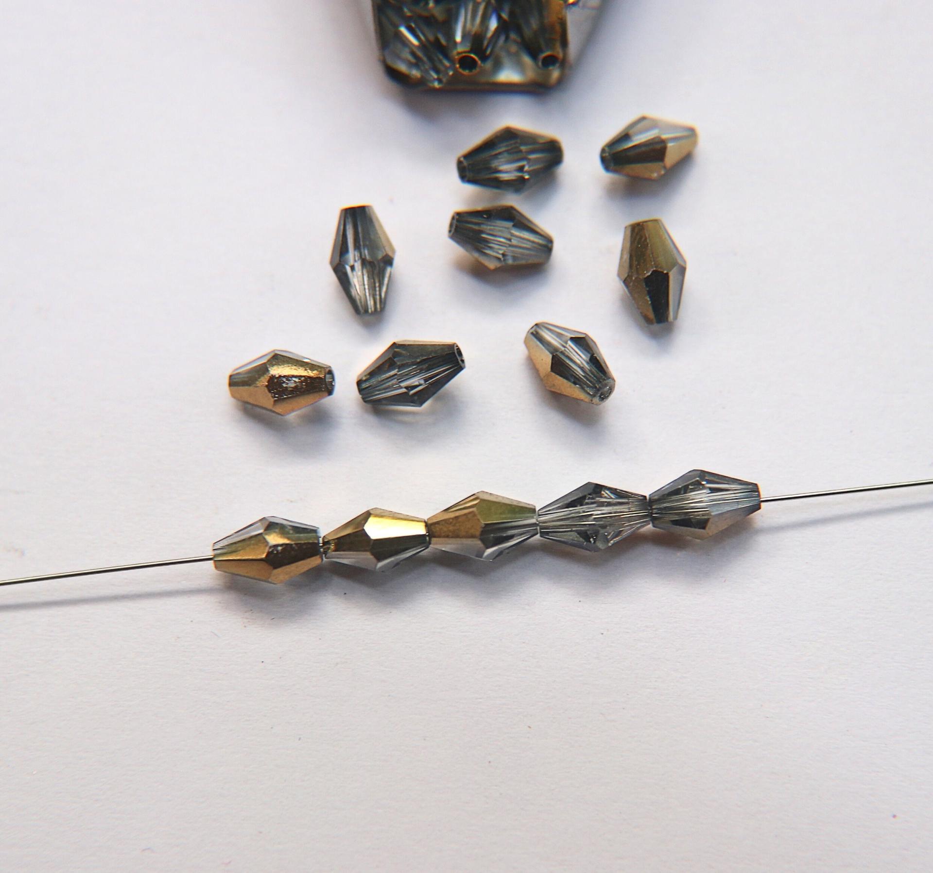 Swarovski 5205 7x5mm Crystal Elongated Bicone in Aurum 20/72/144/432/1000 Pieces jewelry making Vintage beads, jewelry making