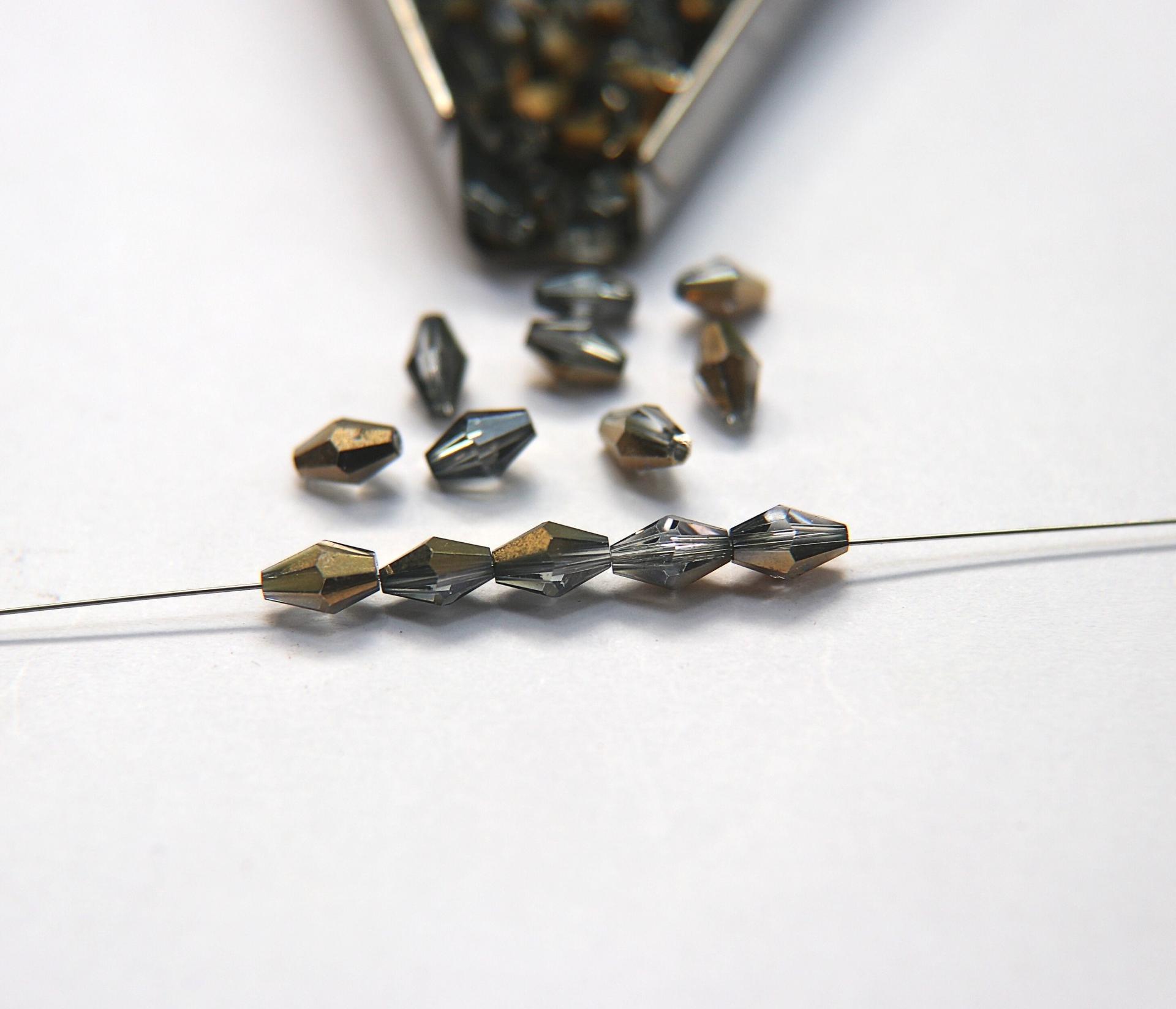 Swarovski 5205 7x5mm Crystal Elongated Bicone in Aurum 20/72/144/432/1000 Pieces jewelry making Vintage beads, jewelry making