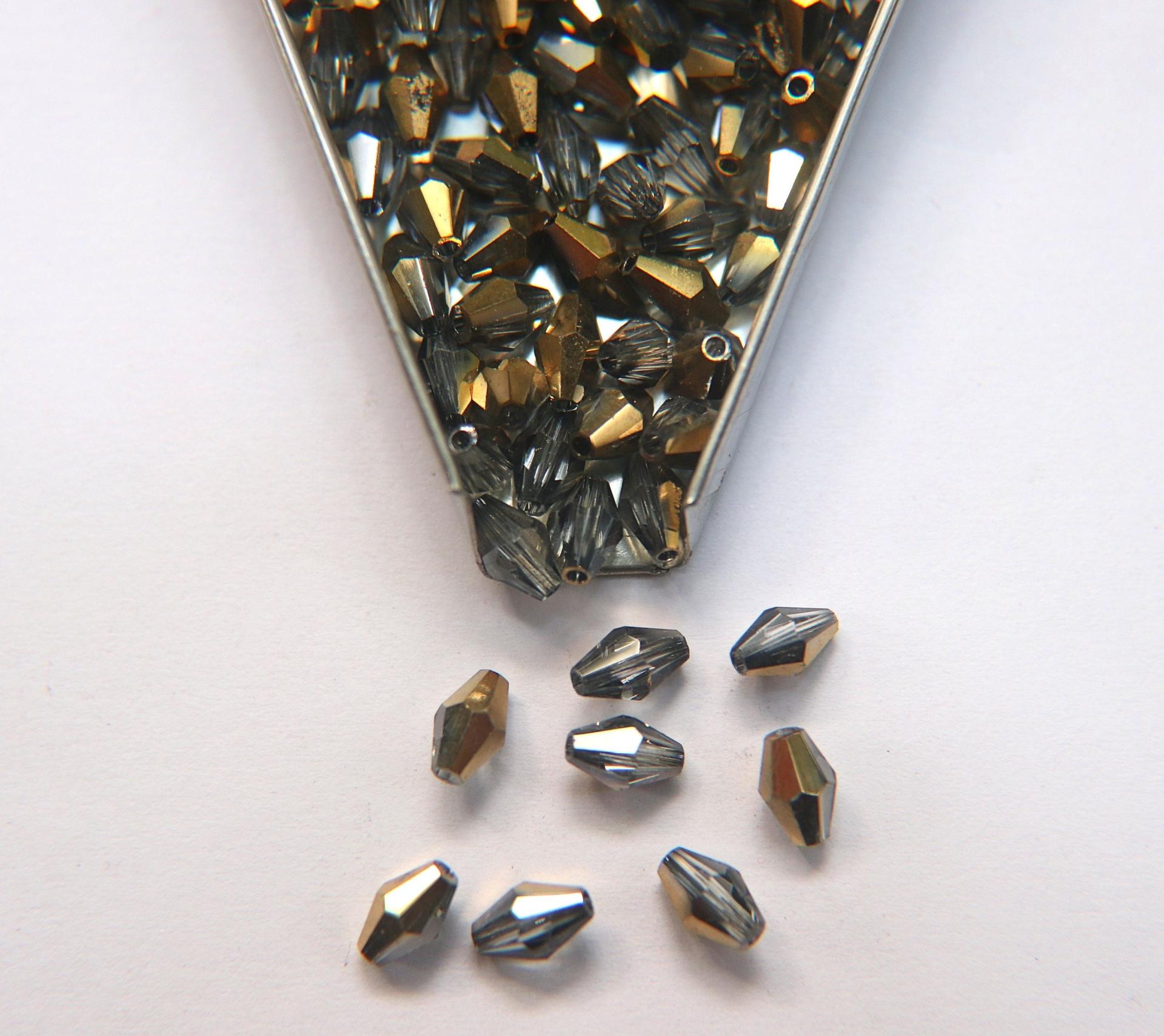 Swarovski 5205 7x5mm Crystal Elongated Bicone in Aurum 20/72/144/432/1000 Pieces jewelry making Vintage beads, jewelry making