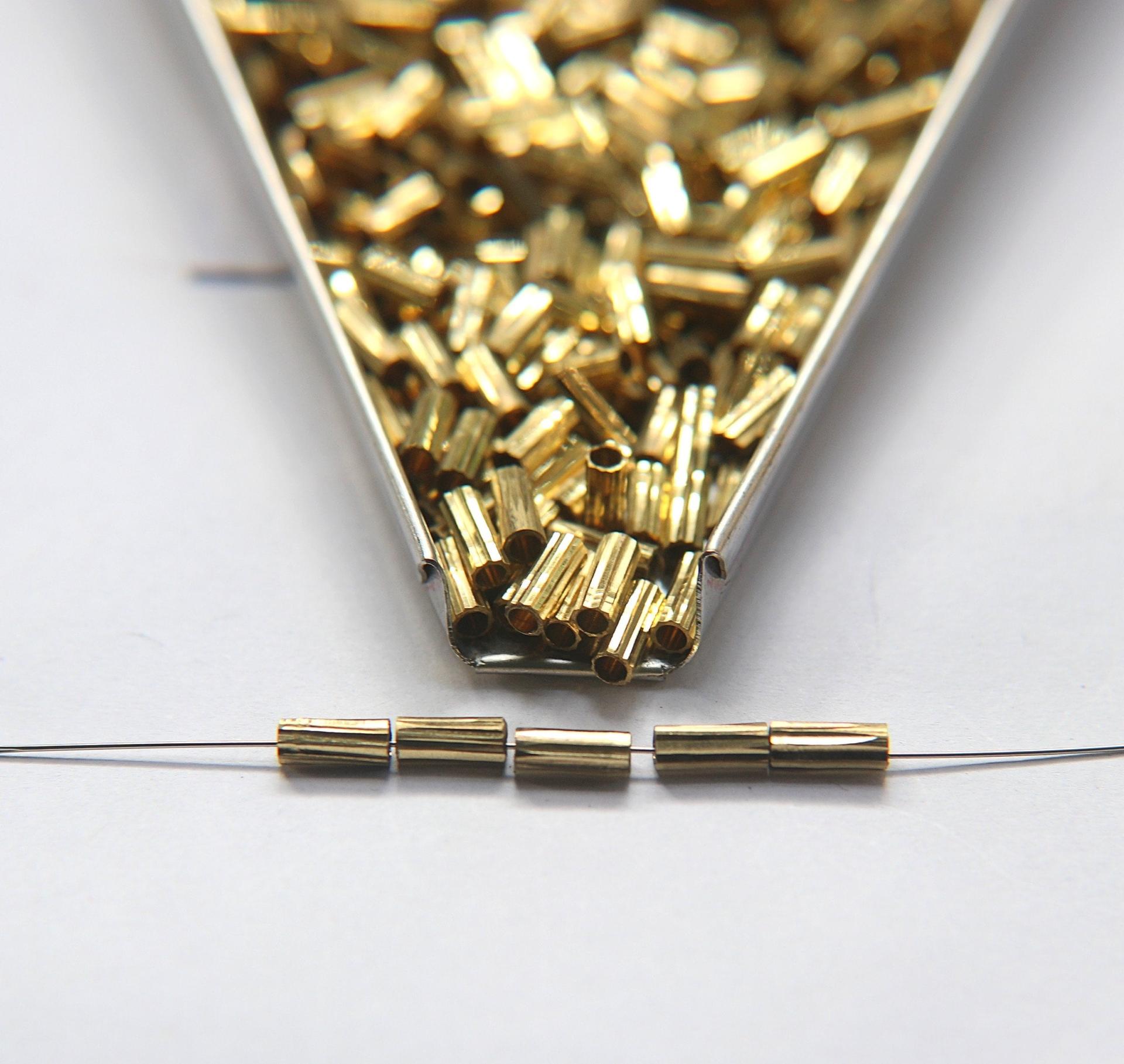 Fine Diamond cut Tubes 2x8x1.3 MM rare findings, brass tubes, jewelry making, craft supplies, decoration, couture