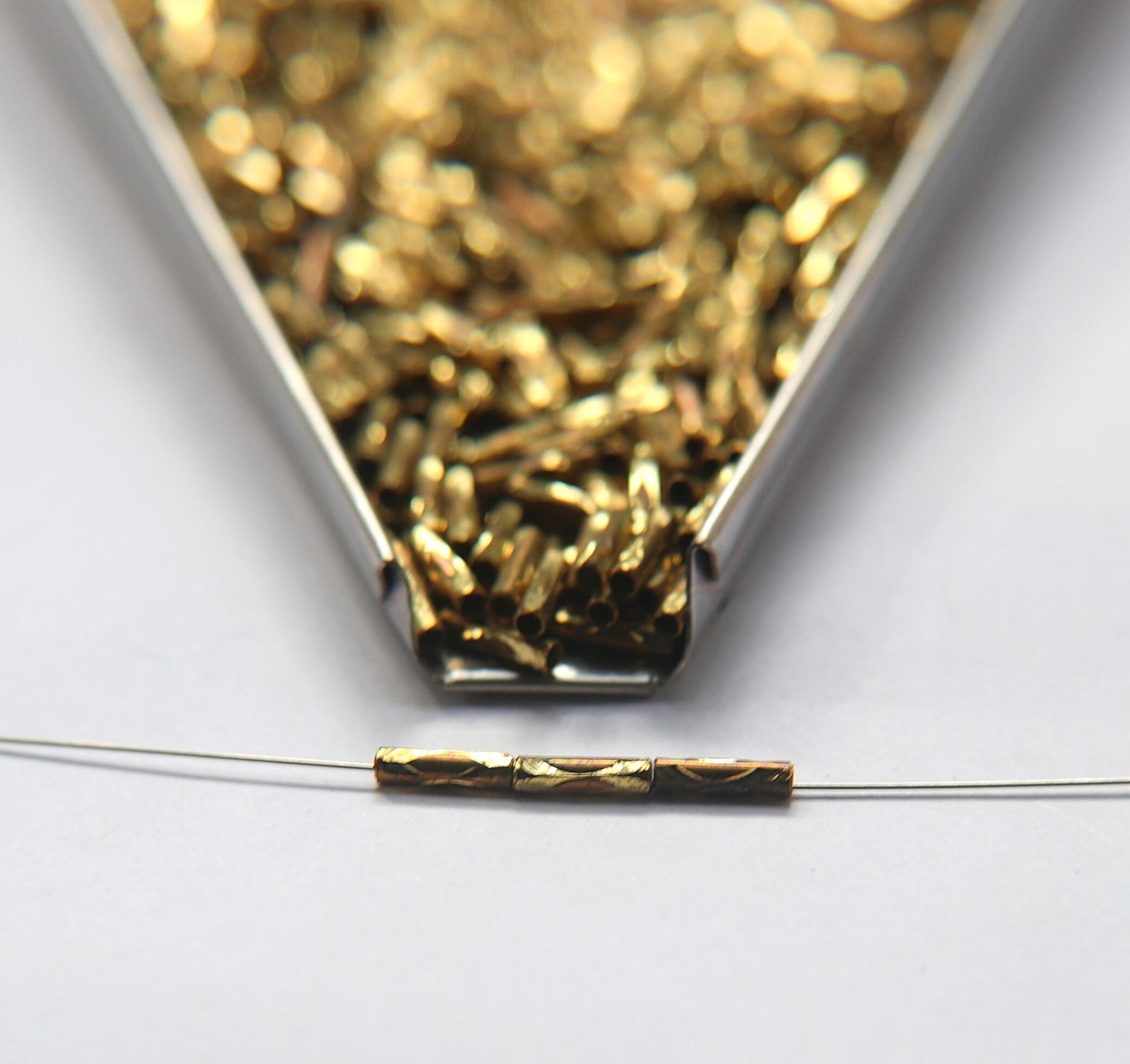 Fine Diamond cut Tubes 2x8x1.3 MM rare findings, brass tubes, jewelry making, craft supplies, decoration, couture