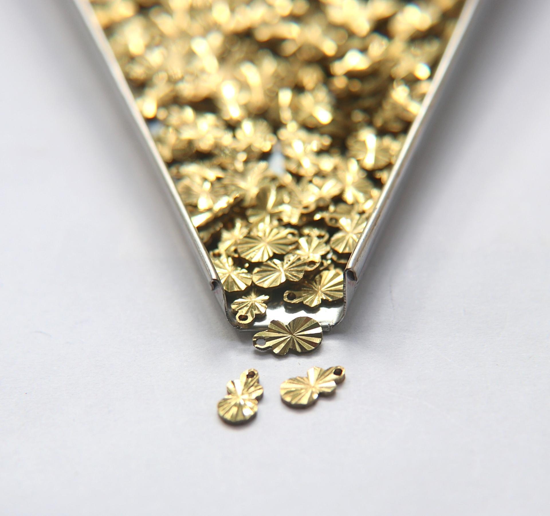 Brass Findings, Raw Brass MINI designer diamond cut Charms in brass 10x5mm, 1.2mm Loop, 20/50/150/300 PIECES vintage findings, jewlery