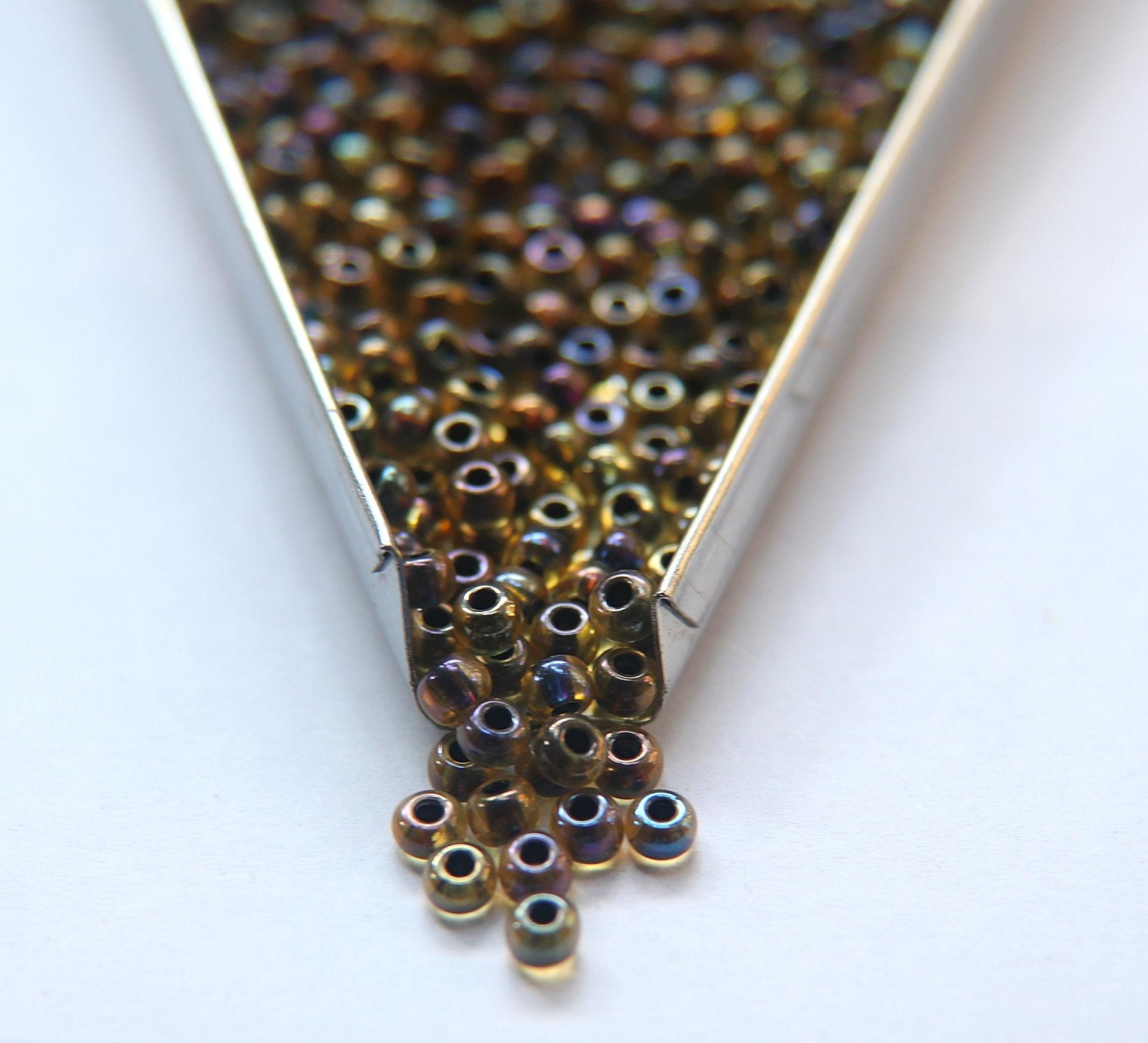 6/0 glass Seed Beads TOPAZ Black Lined AURORA BOREALIS 10/50/100/250 Grams size 6 Preciosa Rocaille 4mm spacer beads, large, big hole