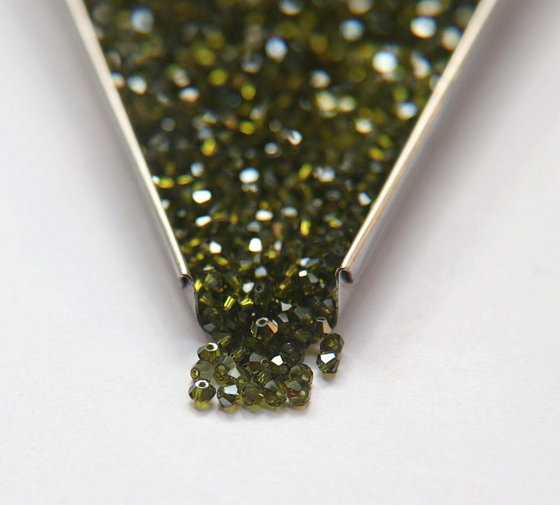 3mm Olivine Satin Swarovski Bicone 5301 Beads 36/72/144/432/720 Pieces Jewelry findings, embroidery materials, jewelry making
