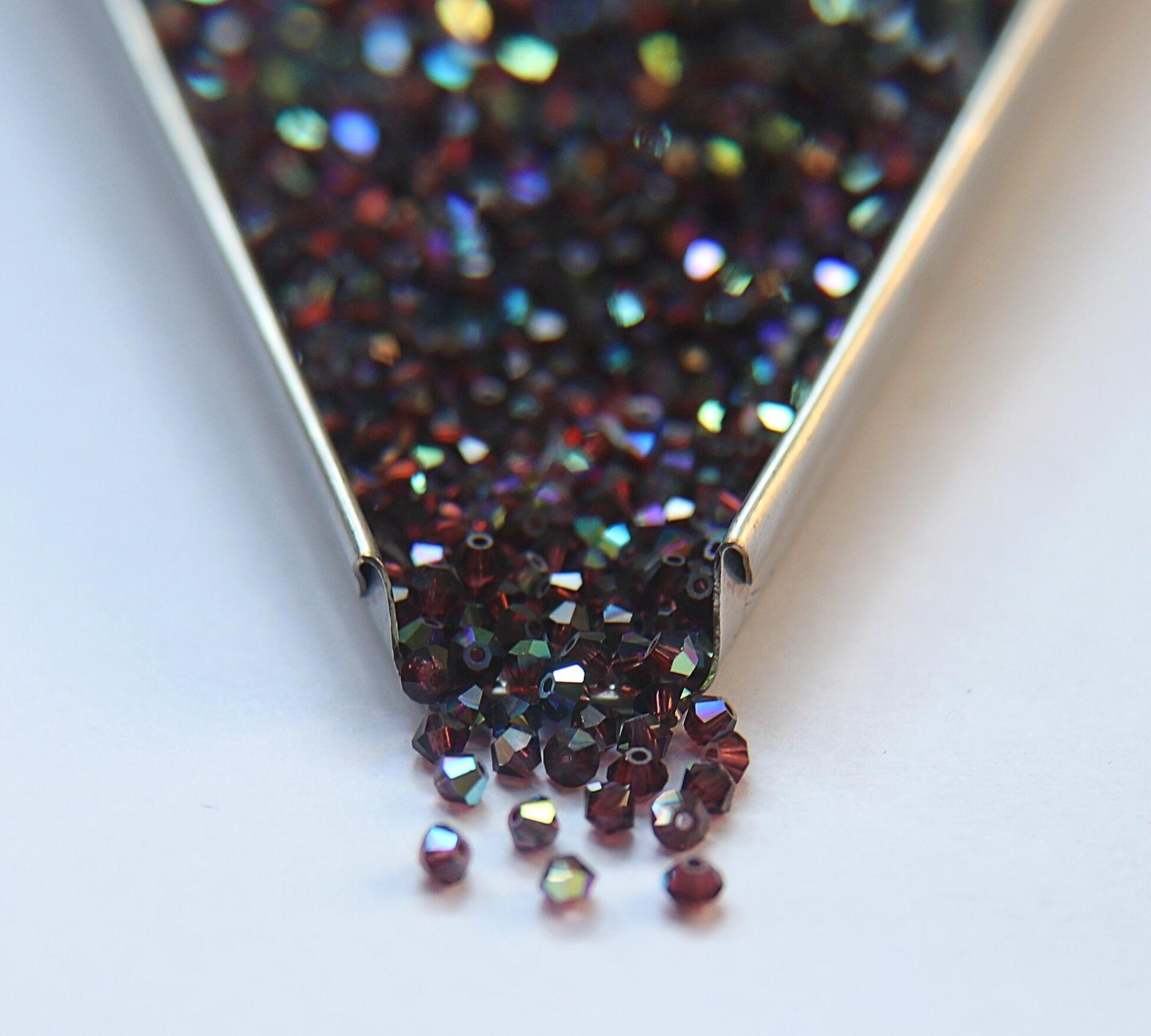3/4mm Burgundy Aurore Boreale Swarovski Bicone beads rainbow 36/72/144/432/720 Pieces rainbow beads, jewelry making, couture embellishments