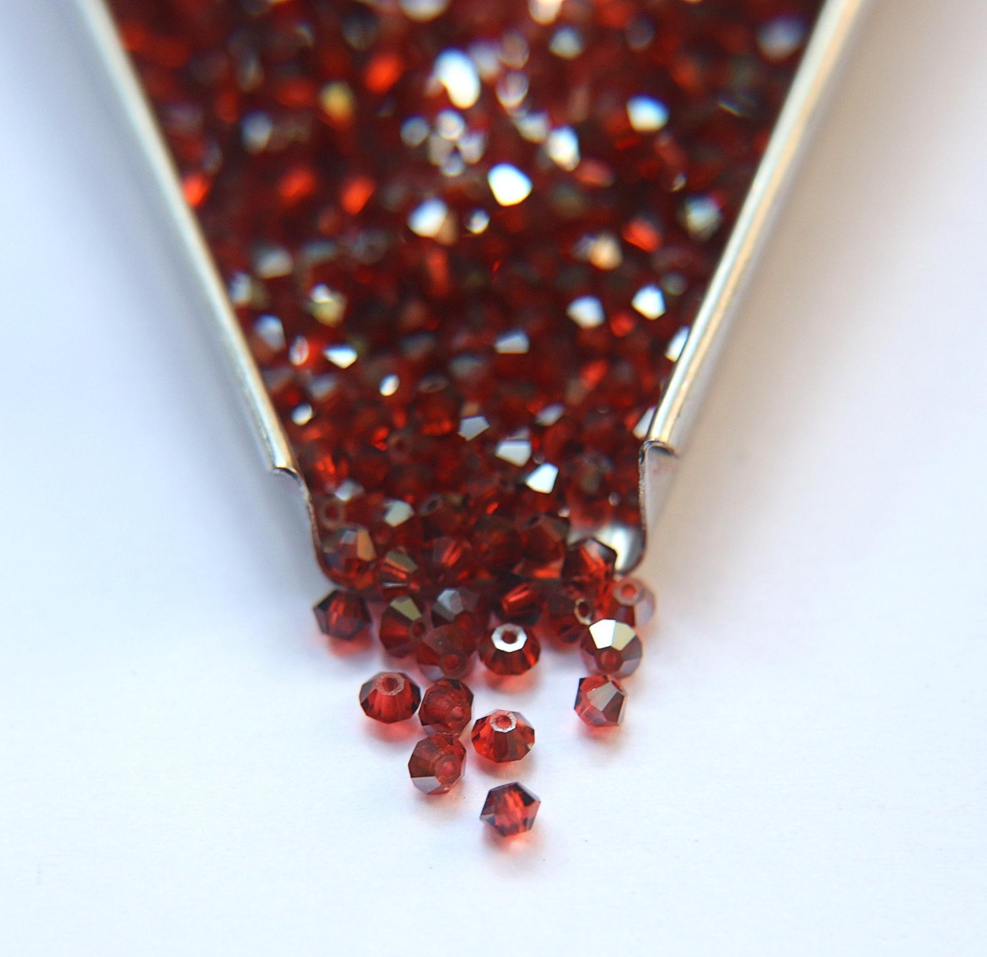 3mm Indian Red Satin Swarovski Bicone 5301 Beads 36/72/144/432/720 Pieces Jewelry findings, embroidery materials, jewelry making