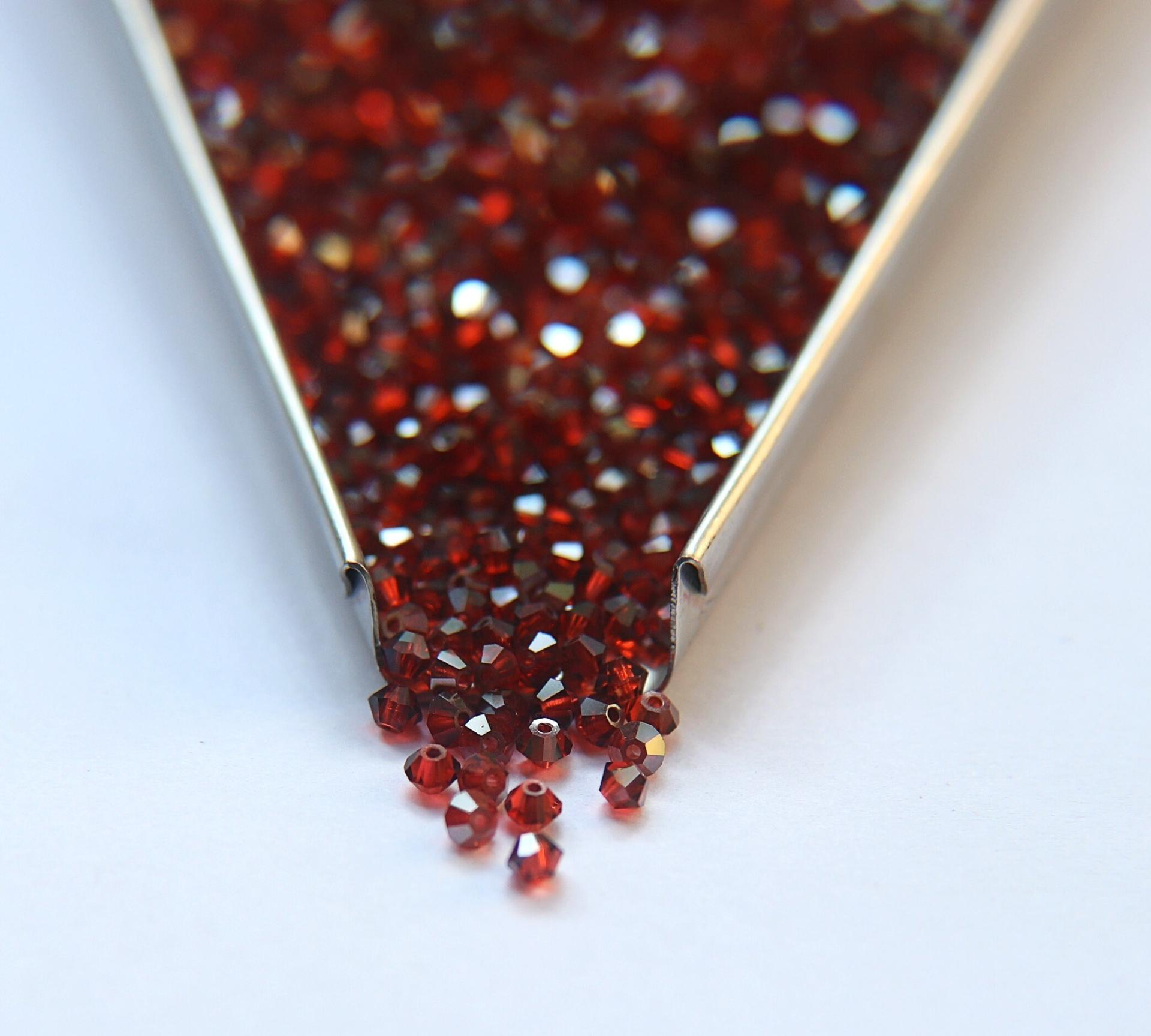 3mm Indian Red Satin Swarovski Bicone 5301 Beads 36/72/144/432/720 Pieces Jewelry findings, embroidery materials, jewelry making