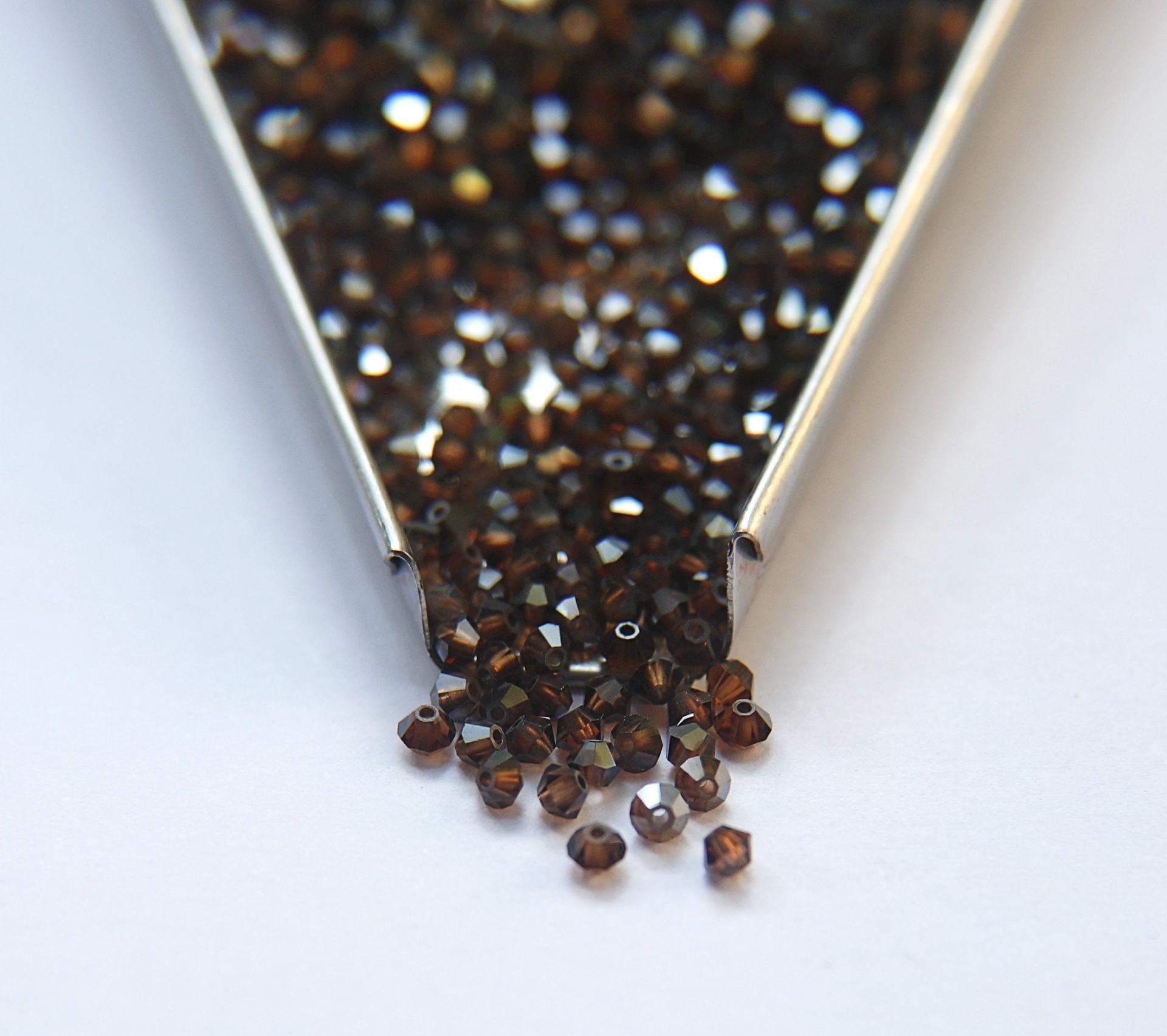 3mm Smoked Topaz Satin Swarovski Bicone 5301 Beads 36/72/144/432/720 Pieces Jewelry findings, embroidery materials, jewelry making