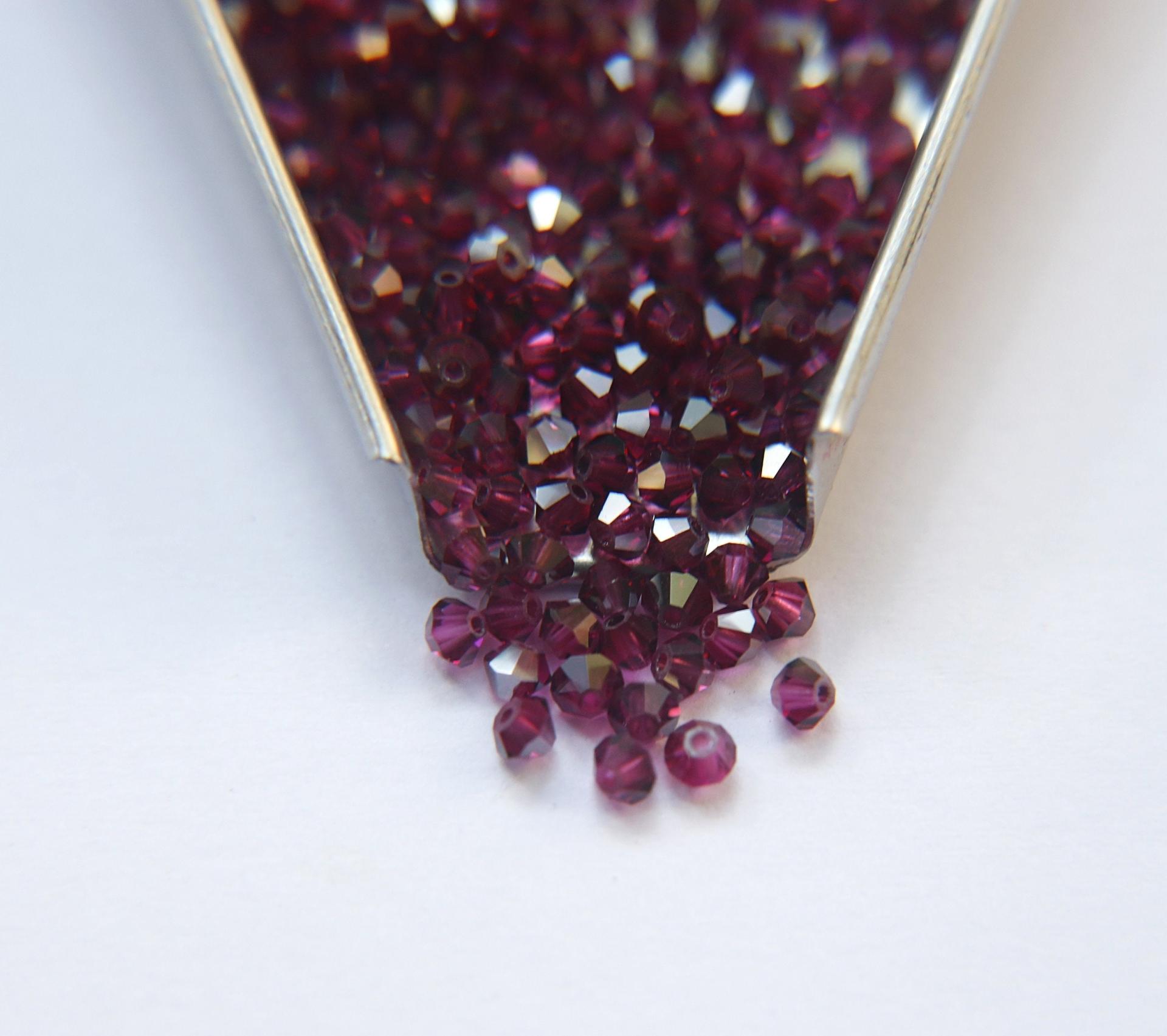3mm Fuchsia Satin Swarovski Bicone 5301 Beads 36/72/144/432/720 Pieces Jewelry findings, embroidery materials, jewelry making