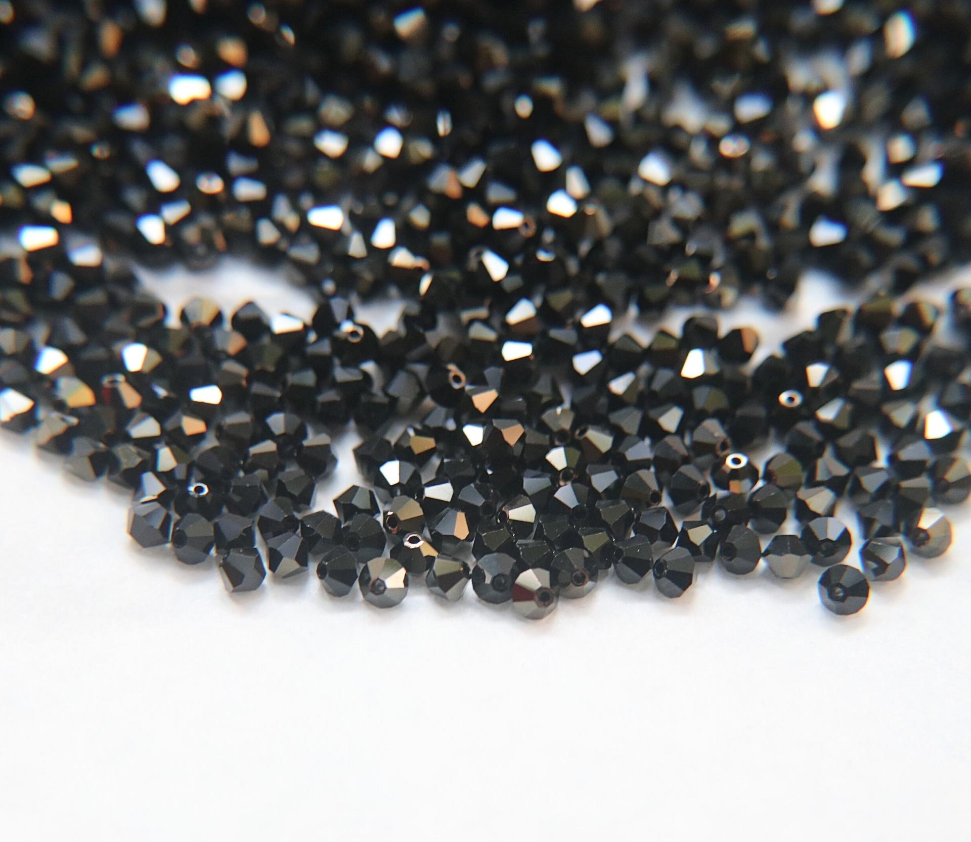 4mm Jet Nut Swarovski Bicone BEADS 36/72/144/432/720 Pieces rare findings, jewelry making, embroidery materials