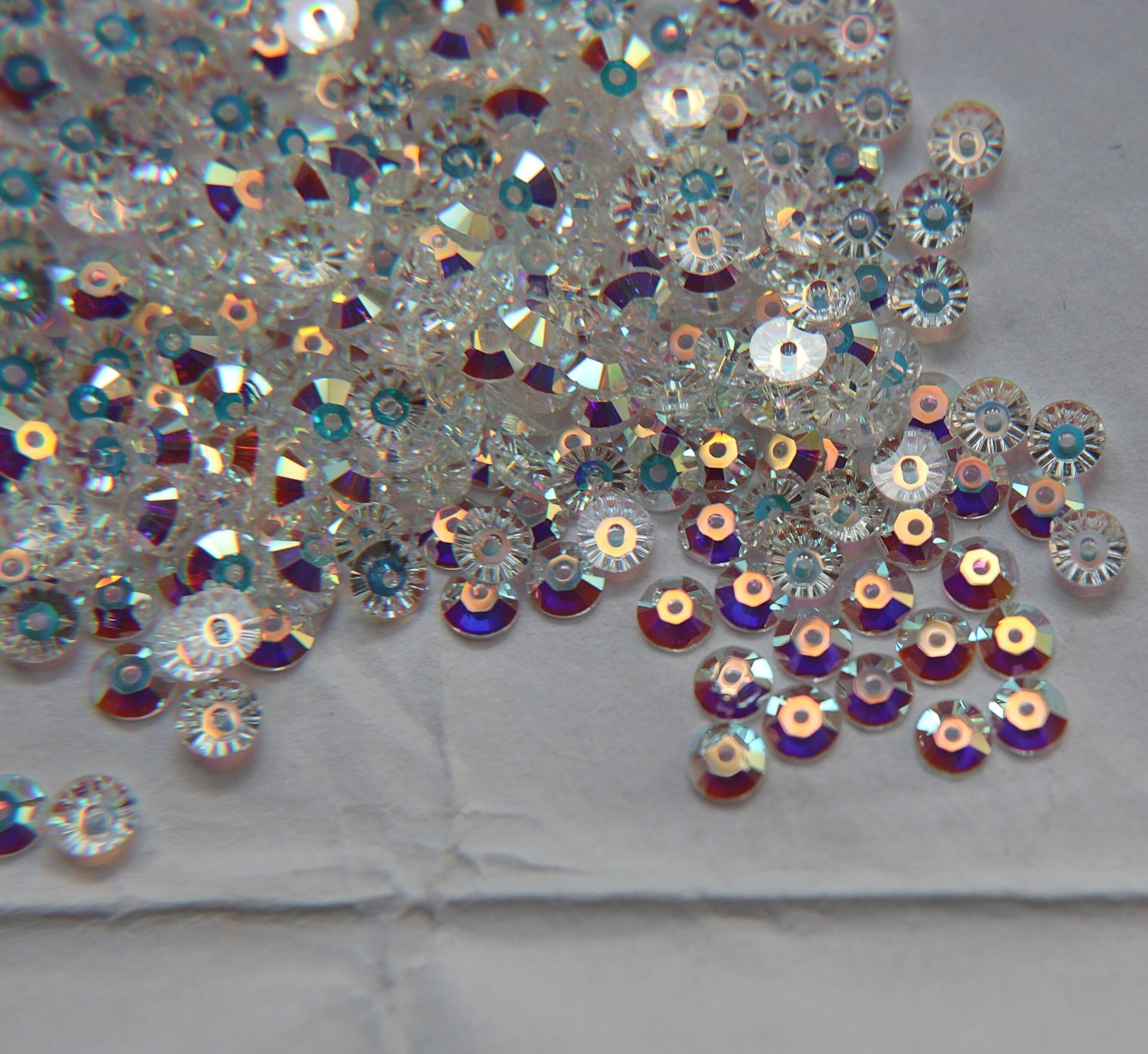 4MM Swarovski Crystal Aurore Boreale 2X Unfoiled Xillion Lochrose SEW ON STONES 3128 24/72/144 Pieces, embroidery materials, couture