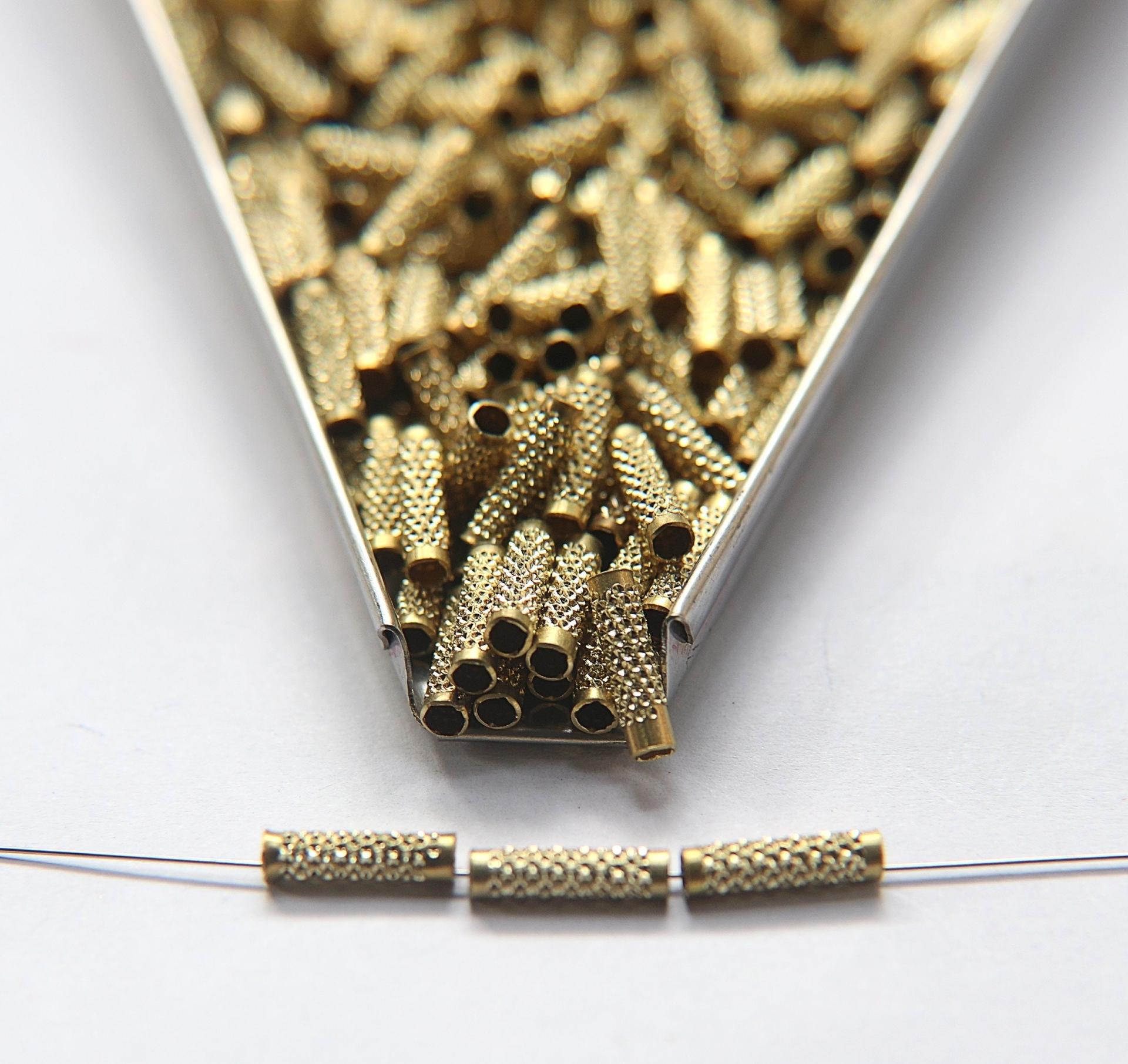 Designer Diamond cut Brass Tubes 3x8x2.1 MM rare findings, brass tubes, jewelry making, craft supplies, decoration, couture