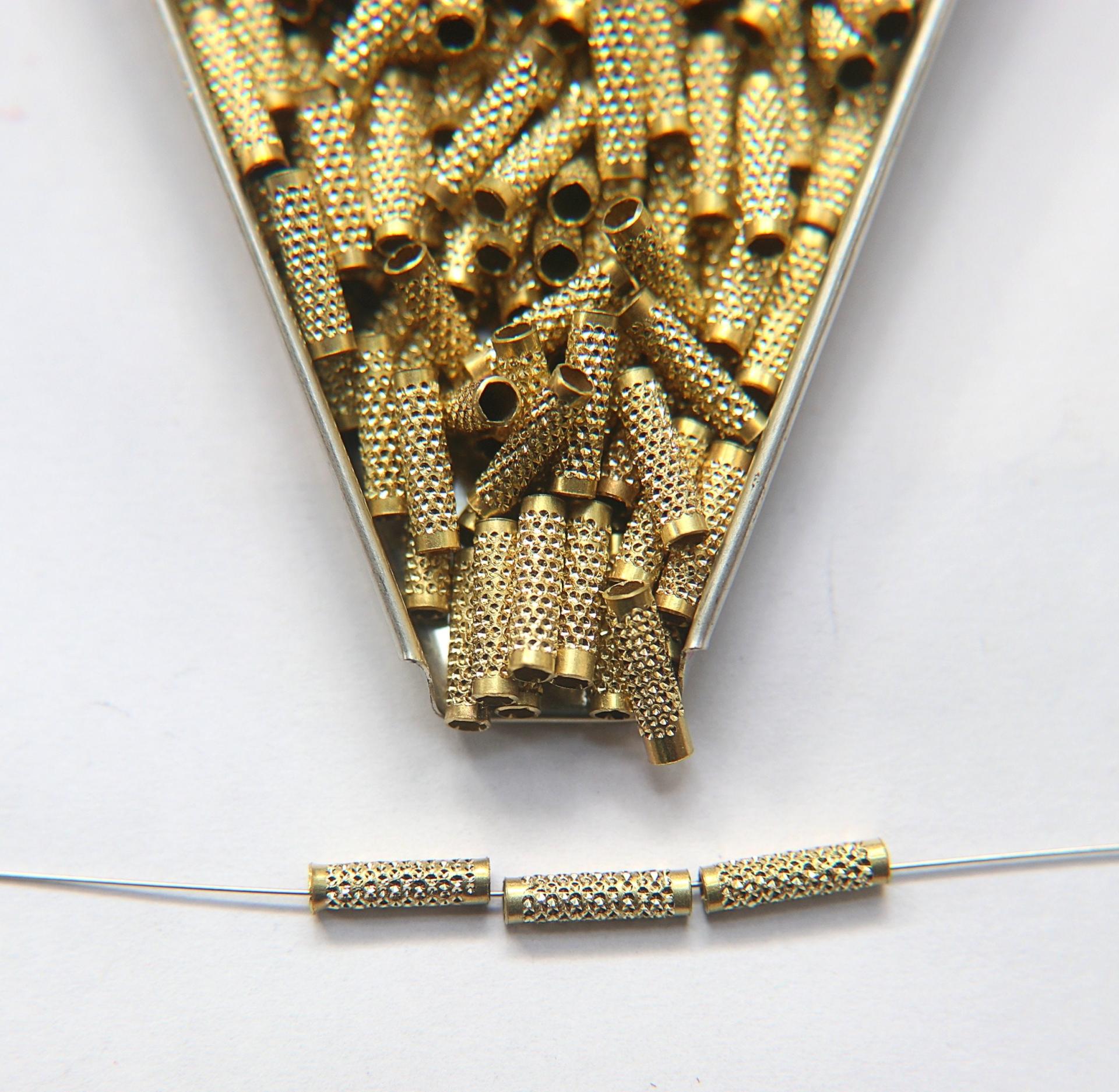 Designer Diamond cut Brass Tubes 3x8x2.1 MM rare findings, brass tubes, jewelry making, craft supplies, decoration, couture