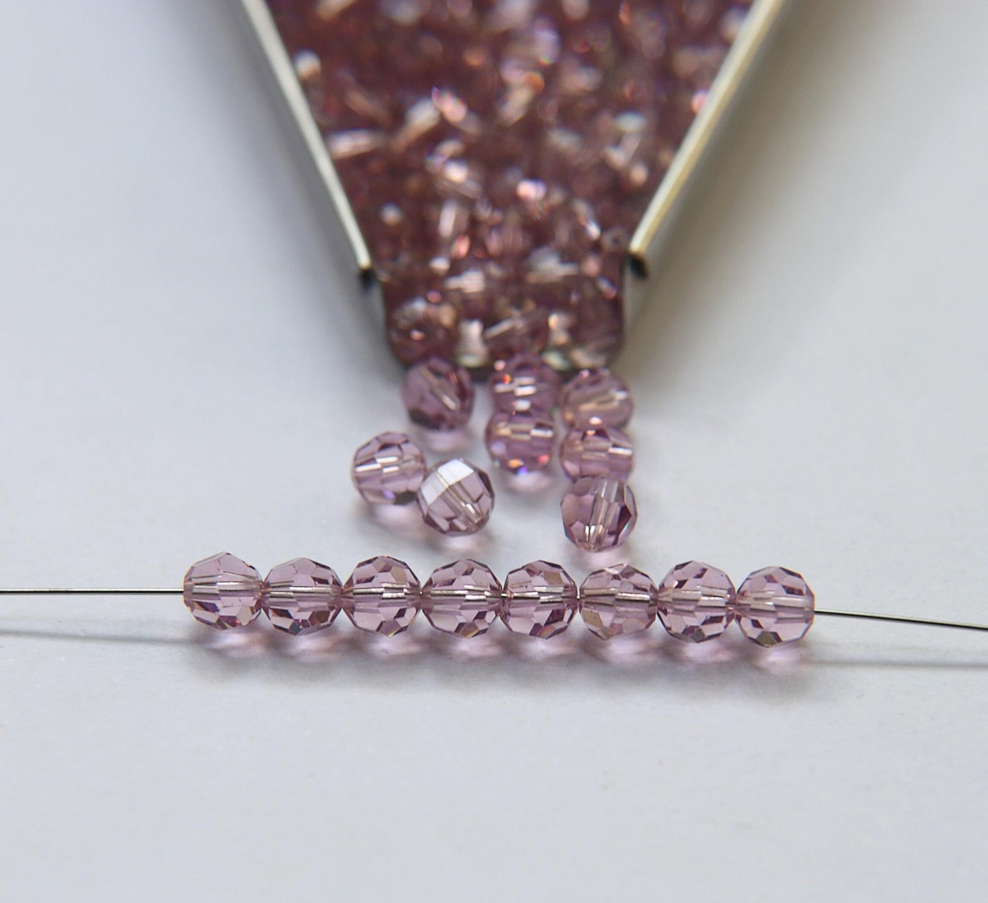 5mm Vintage Swarovski Elements Article 5000 Light Amethyst (212) Faceted Round Beads 6/12/36/172/44/288/720 Pieces