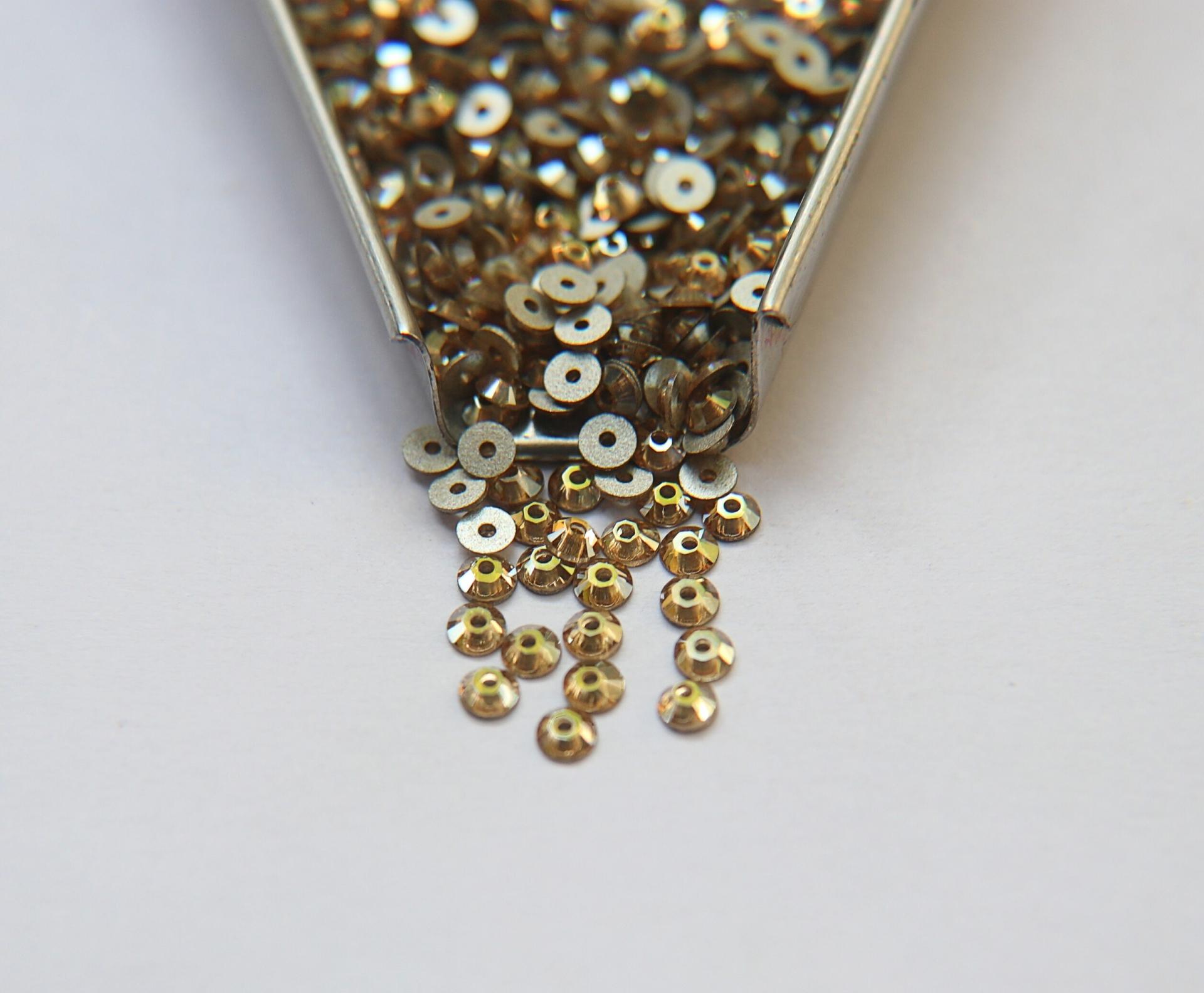 Swarovski Crystal Golden Shadow 3MM Lochrose SEW ON STONES 3128 or 3112 or 3000 24/72/144/720 Pieces, embroidery materials, couture material