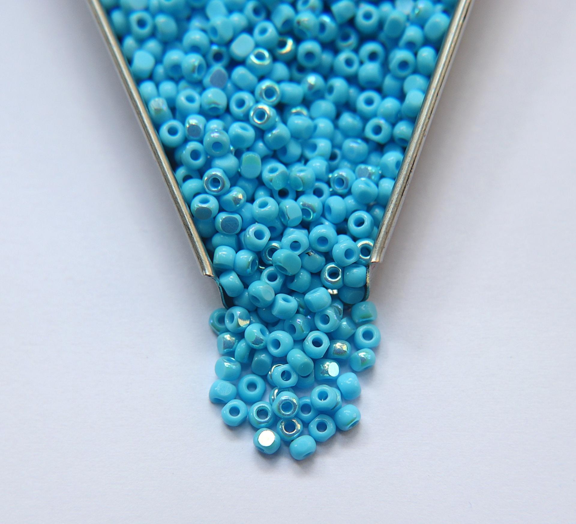 8/0 Charlotte Cut Beads Patina Opaque Turquoise Aurore Boreale 10/20/50/250/500 Grams PREMIUM SEED Beads jewelry supply vintage findings