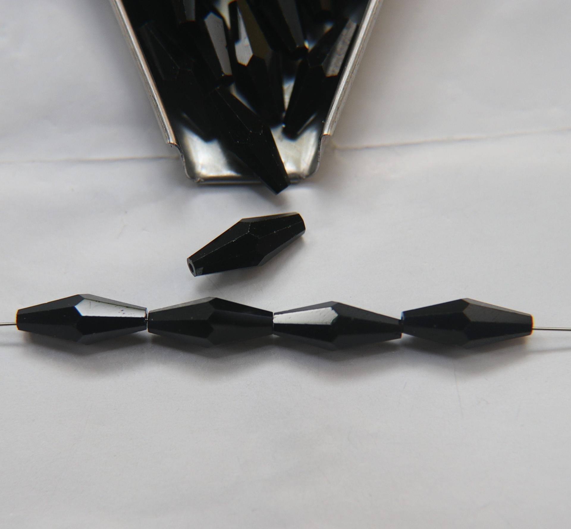 Swarovski 5205 15x6mm Elongated Bicone in Jet/ Jet Hematite 6/24/72 Pieces jewelry making VINTAGE beads