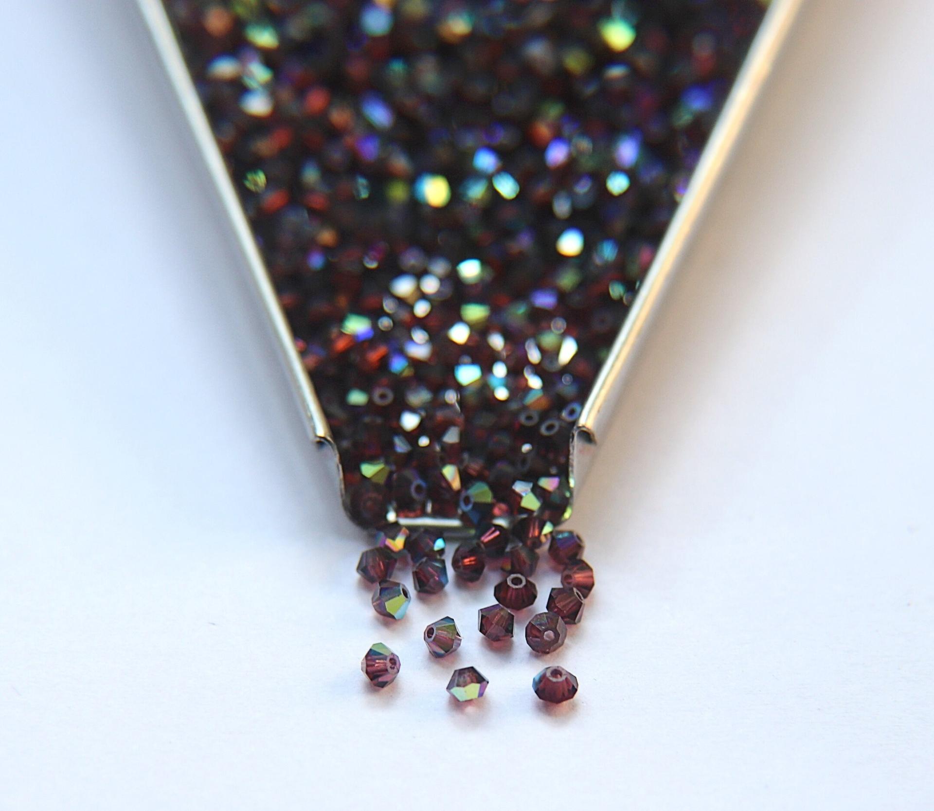 3/4mm Burgundy Aurore Boreale Swarovski Bicone beads rainbow 36/72/144/432/720 Pieces rainbow beads, jewelry making, couture embellishments