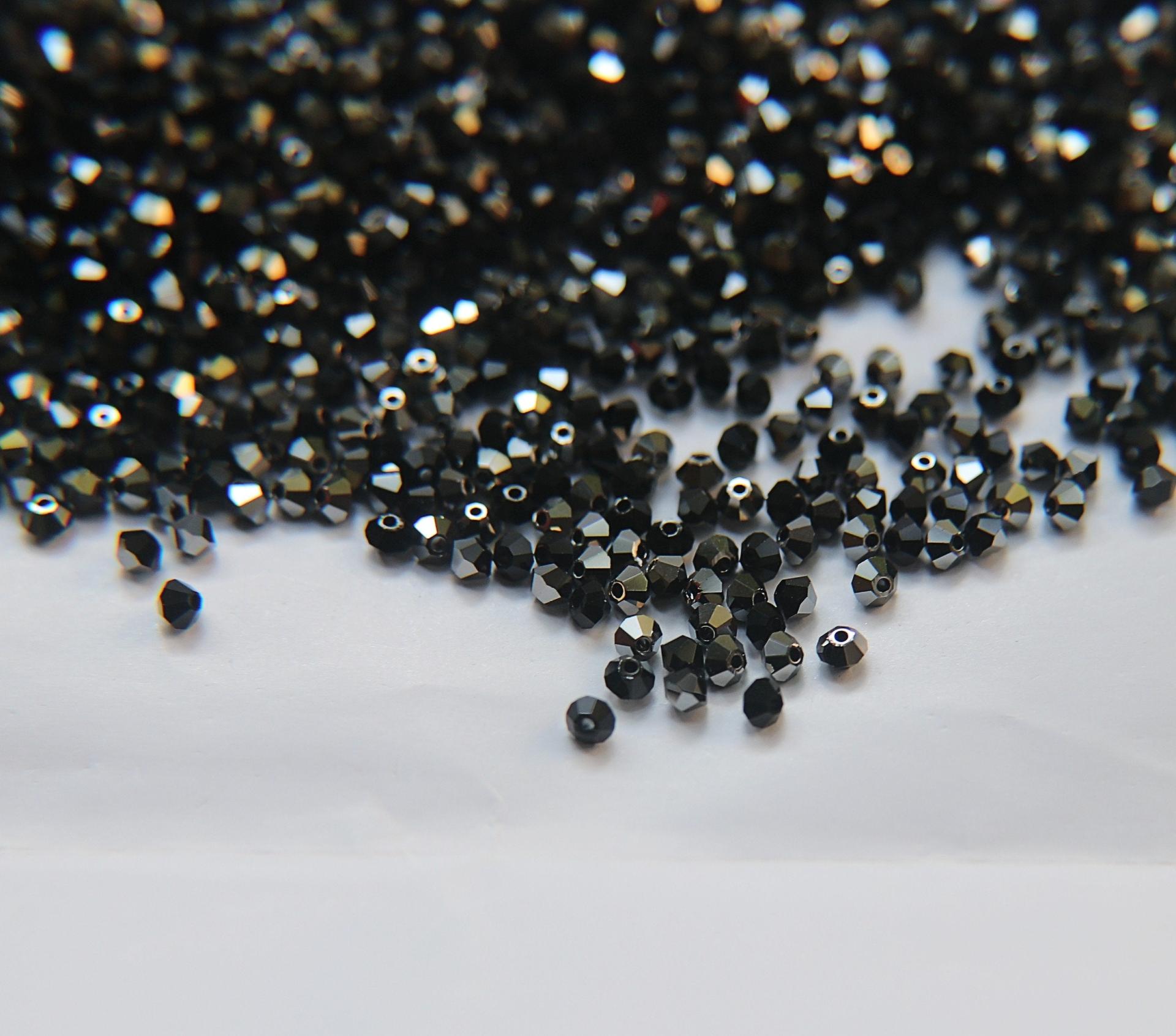 3mm Jet Metallic Silver Swarovski Bicone 5301 Beads 36/72/144/432/720 Pieces Jewelry findings, embroidery materials, jewelry