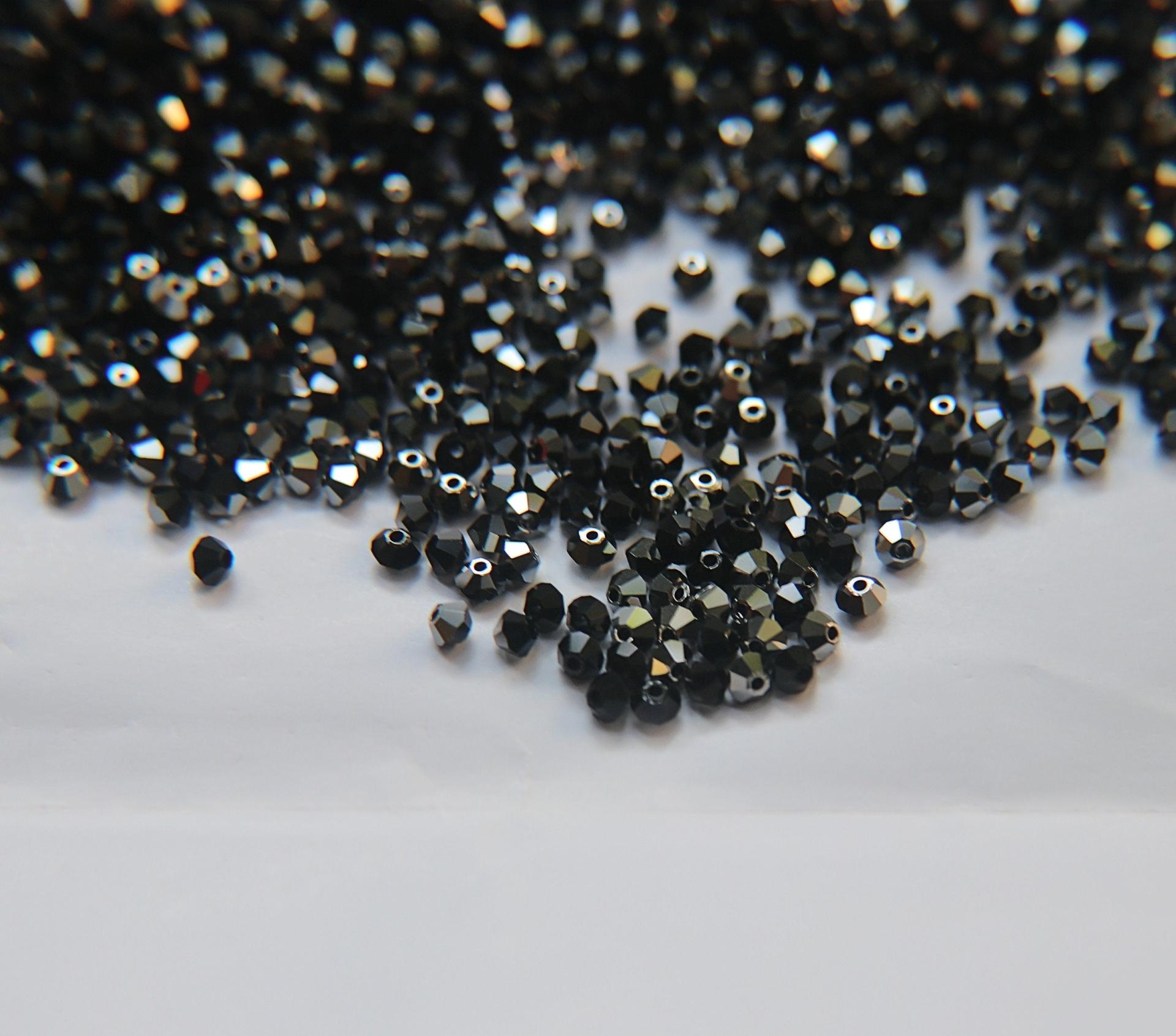3mm Jet Metallic Silver Swarovski Bicone 5301 Beads 36/72/144/432/720 Pieces Jewelry findings, embroidery materials, jewelry