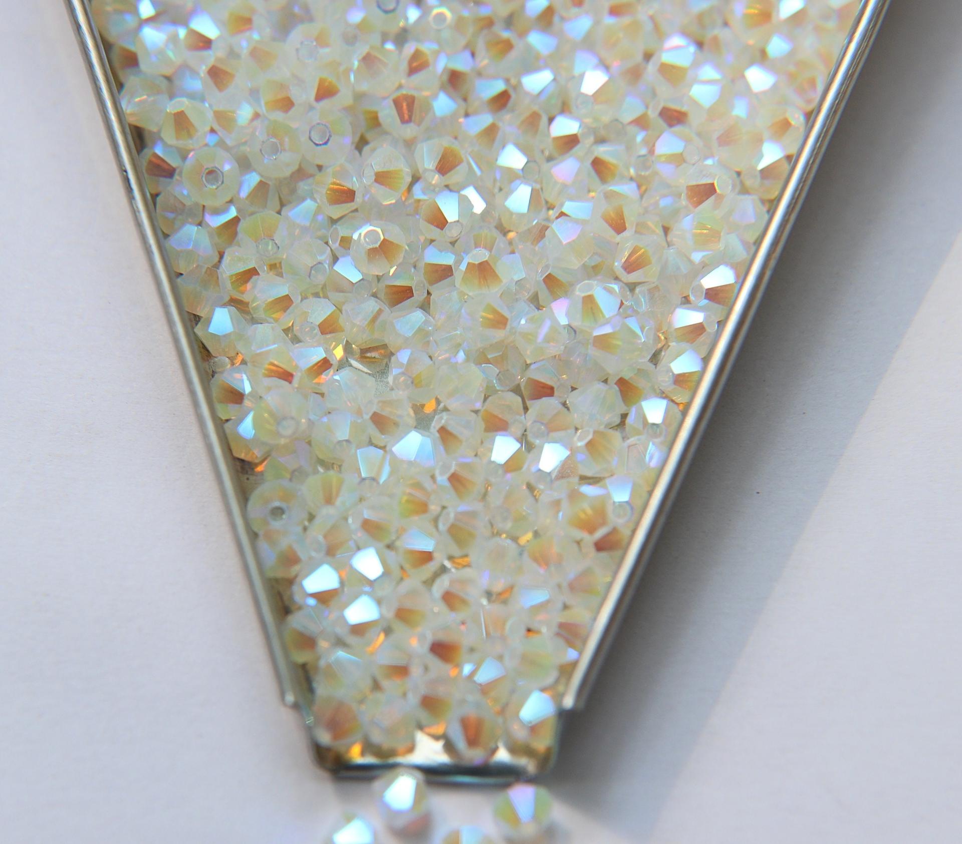 4mm White Opal 2X Aurore Boreale Swarovski Bicone Cuts beads AB 36/72/144/432/720 Pieces embellishment couture