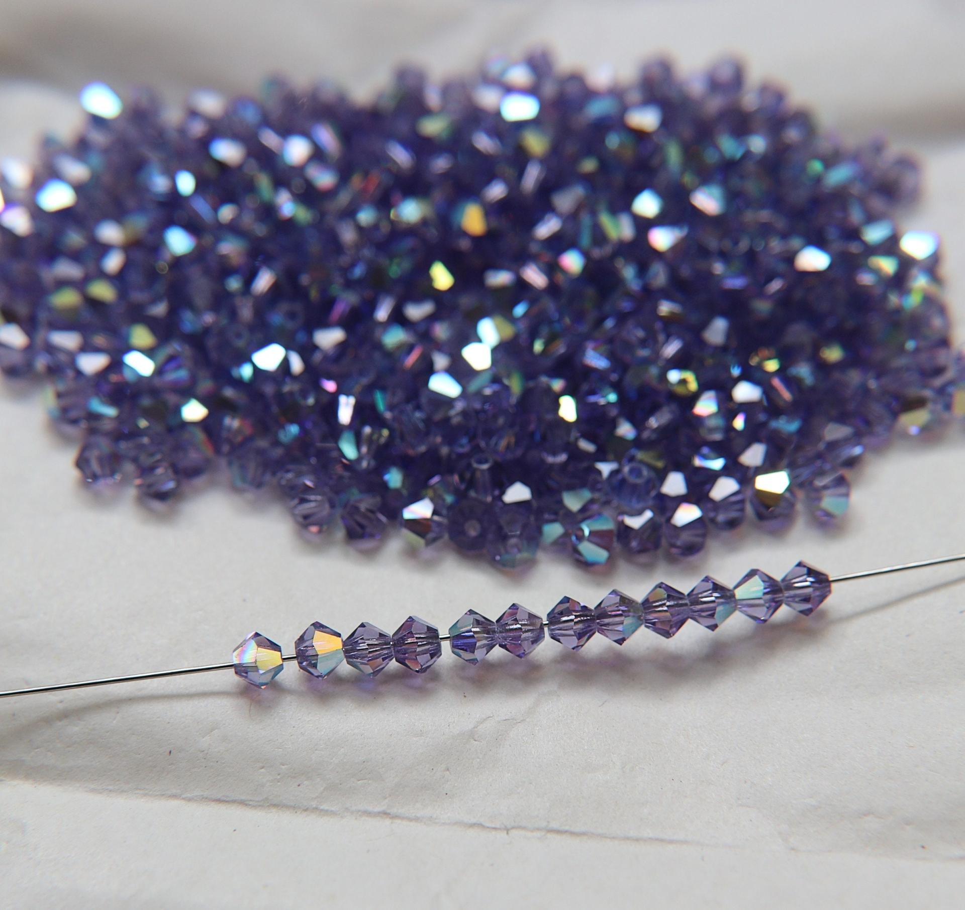 4mm Swarovski Tanzanite AB Bicones 36/72/144/432/720 Pieces rainbow beads, jewelry making, couture embellishments, embroidery materials