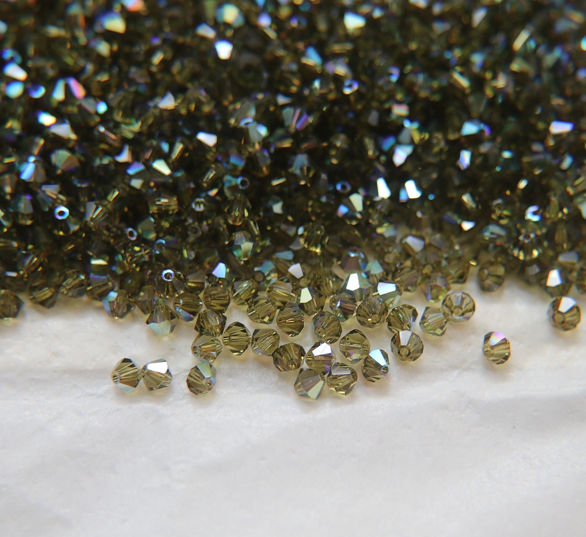 4mm Swarovski Khaki AB Bicones beads rainbow 36/72/144/432/720 Pieces (550) rainbow beads, jewelry making, couture embellishments