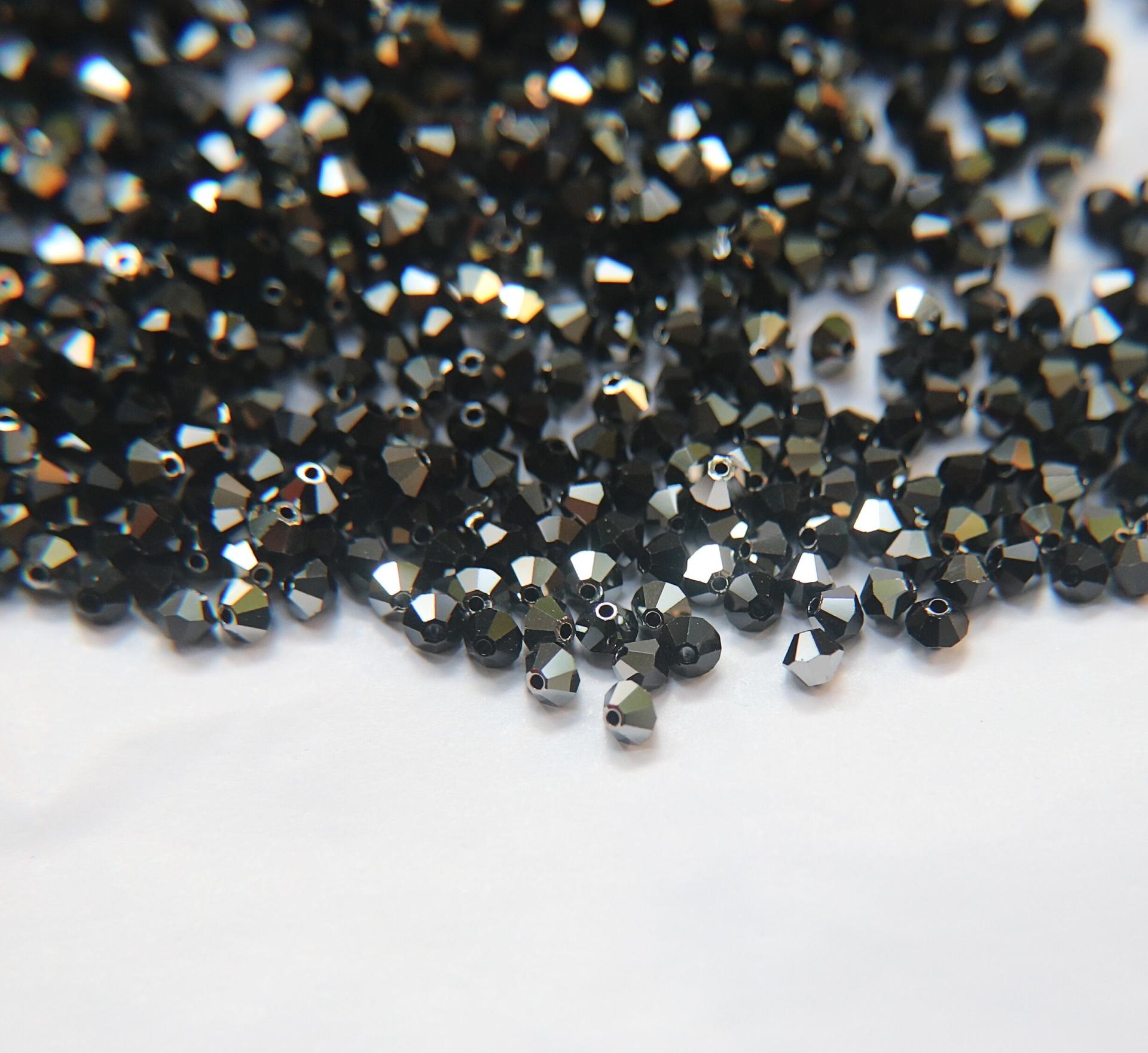 Jet Metallic Silver (4mm) Swarovski Bicone beads 36/72/144/432/720Pieces craft supplies, love beads, vintage findings