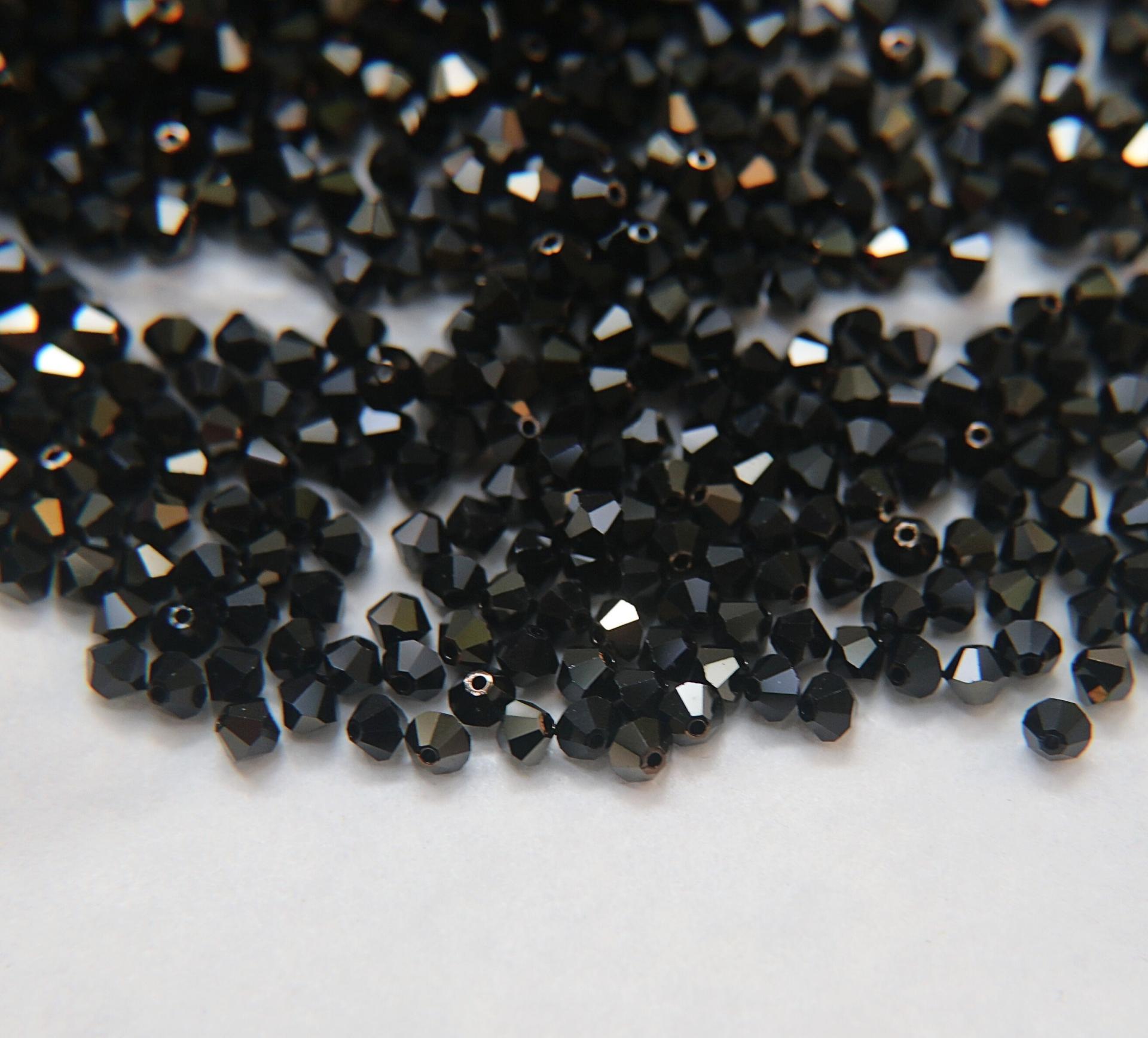4mm Jet Nut Swarovski Bicone BEADS 36/72/144/432/720 Pieces rare findings, jewelry making, embroidery materials