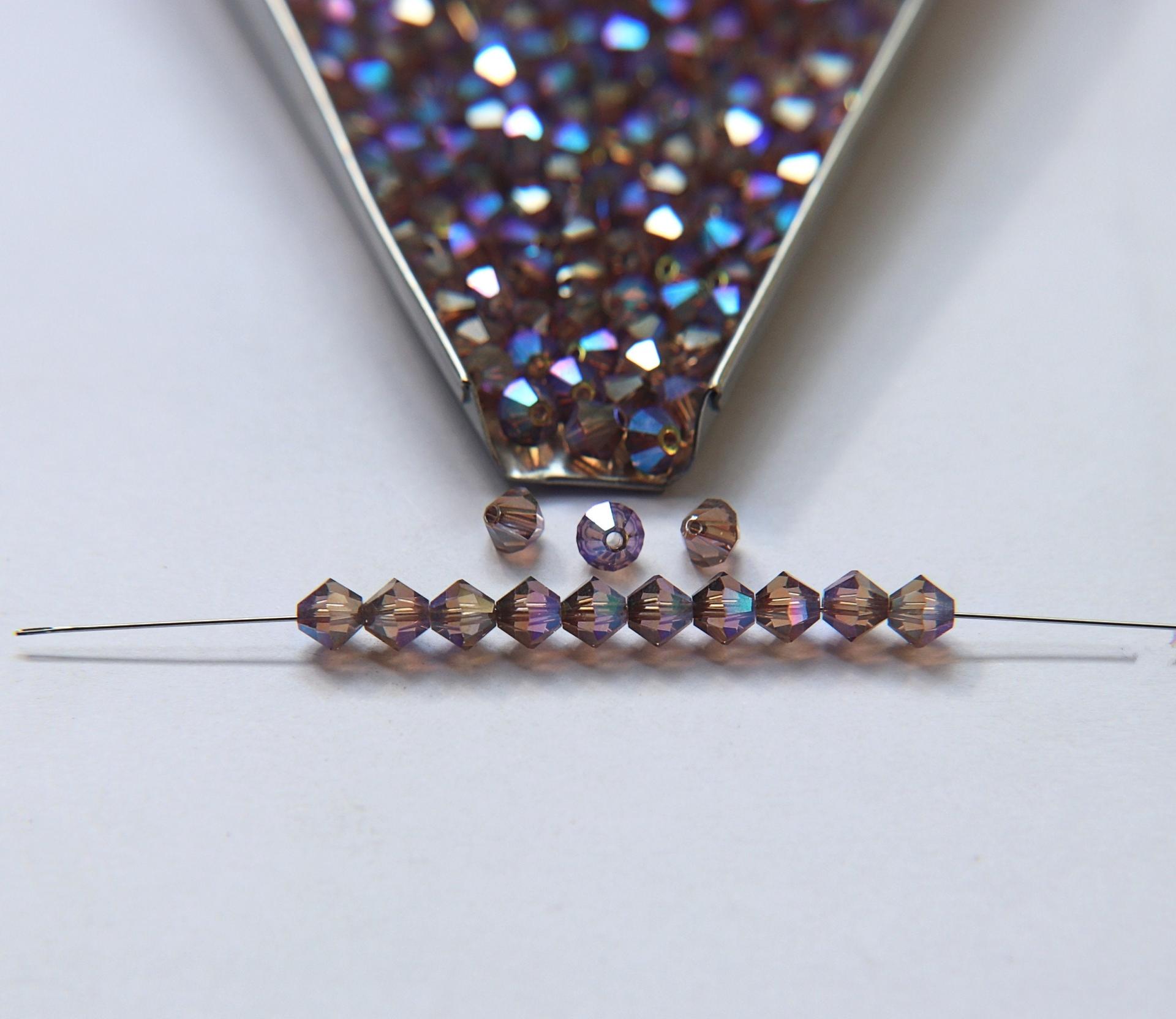 5mm Light Rose Aurore Boreale Satin Swarovski Bicone 12/36/72/144/432/720 Pieces (362) rainbow beads, jewelry making, couture
