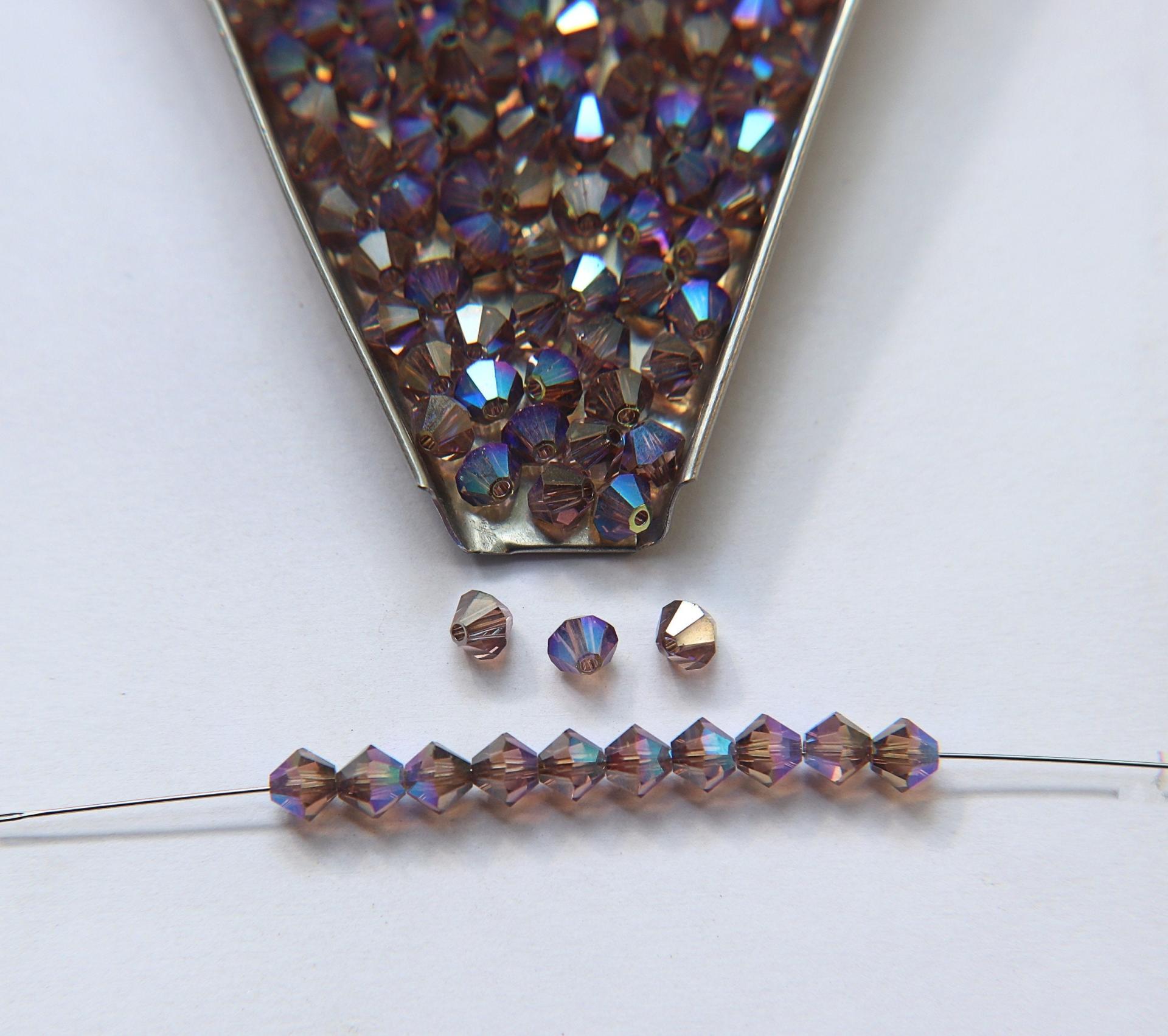 5mm Light Rose Aurore Boreale Satin Swarovski Bicone 12/36/72/144/432/720 Pieces (362) rainbow beads, jewelry making, couture