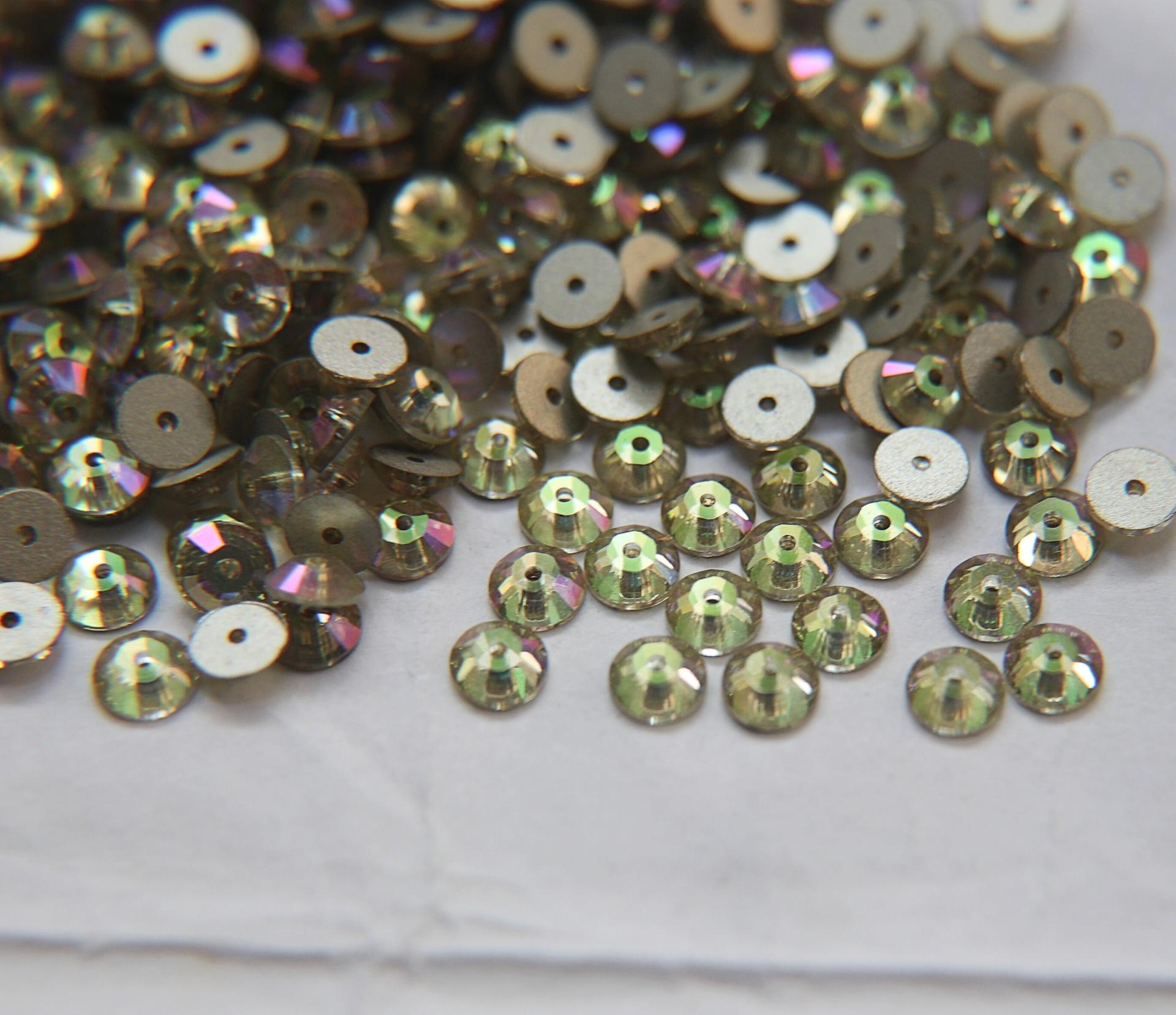 5 MM Swarovski Crystal Luminous Green 3128 or 3112 or 3000 Lochrose Sew-on STONES 24/72/144/720 Pieces, embroidery materials, wedding