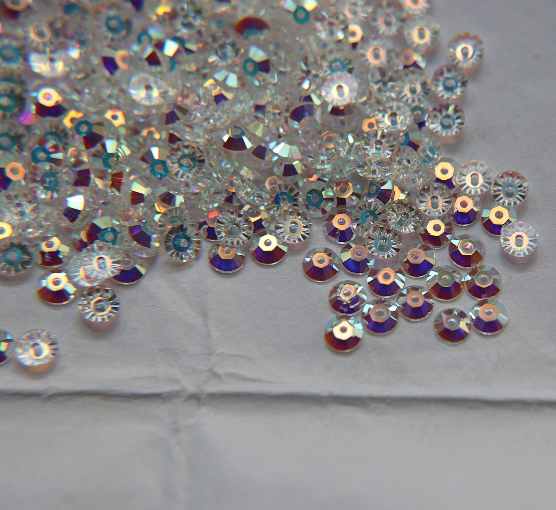 4MM Swarovski Crystal Aurore Boreale 2X Unfoiled Xillion Lochrose SEW ON STONES 3128 24/72/144 Pieces, embroidery materials, couture