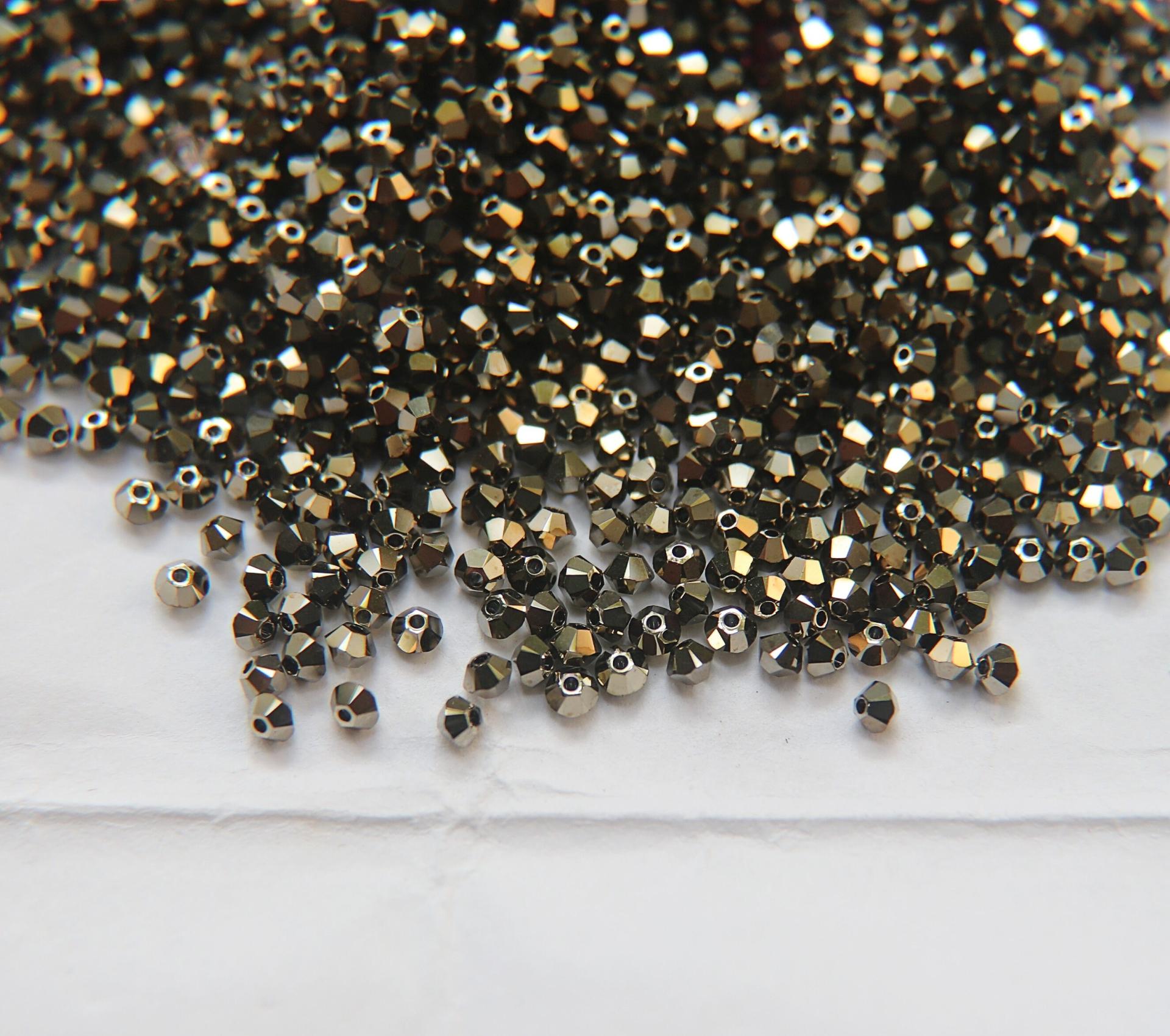 3mm Crystal Metallic Light Gold Swarovski Bicone 5301 Beads 36/72/144/432/720 Pieces Jewelry findings, embroidery materials, jewelry making