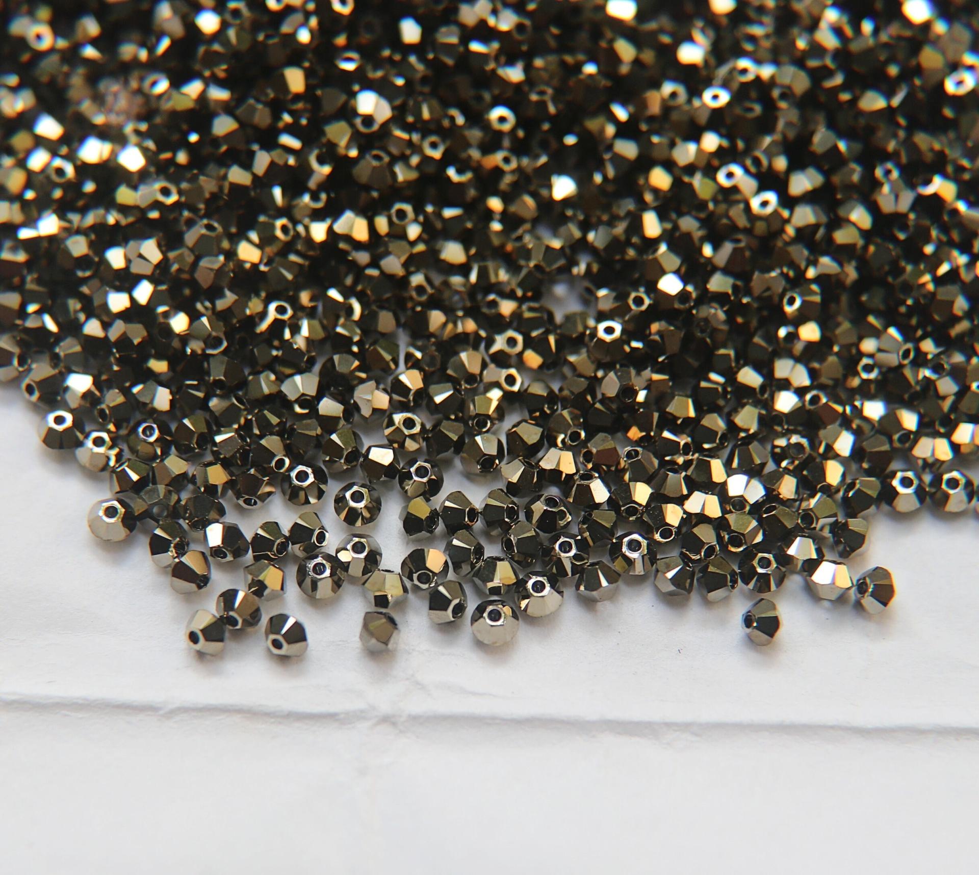 3mm Crystal Metallic Light Gold Swarovski Bicone 5301 Beads 36/72/144/432/720 Pieces Jewelry findings, embroidery materials, jewelry making