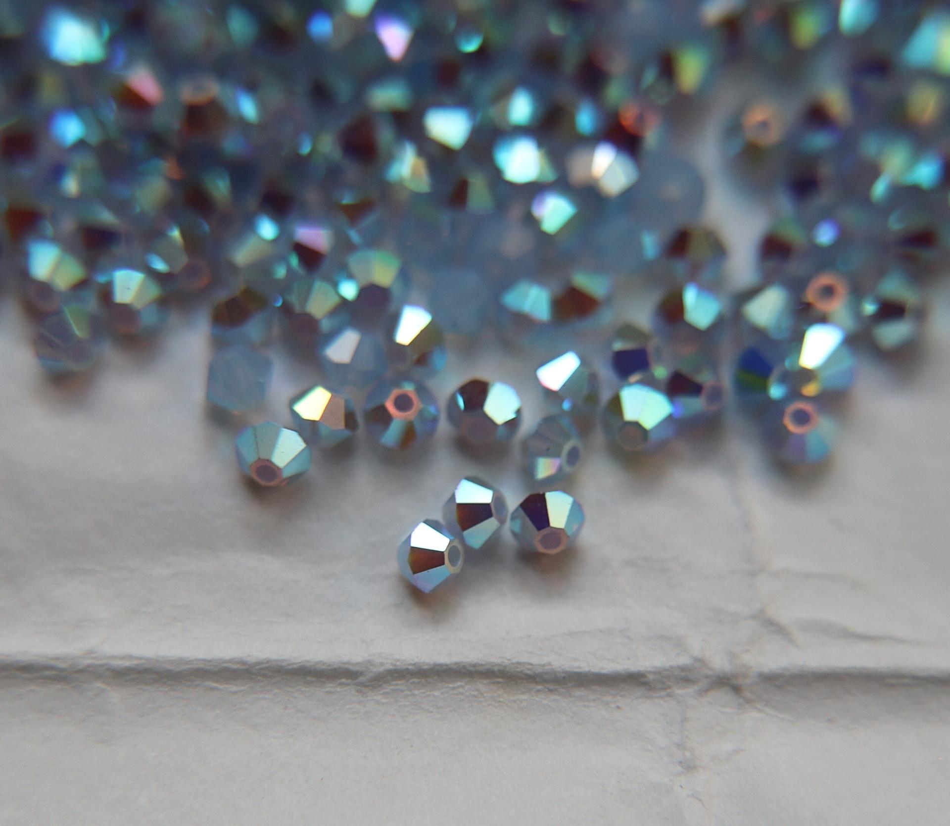 3mm Air Blue Opal Aurore Boreale Swarovski Bicone beads rainbow 36/72/144/432/720 Pieces rainbow beads, jewelry making, couture