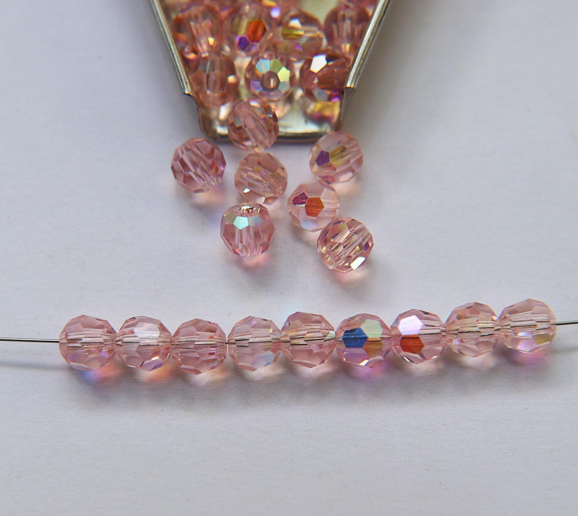 6mm Swarovski Elements Article 5000 Rose Peach (262) Aurore Boreale Faceted Round Beads 6/12/36/172/44/288/720 Pieces