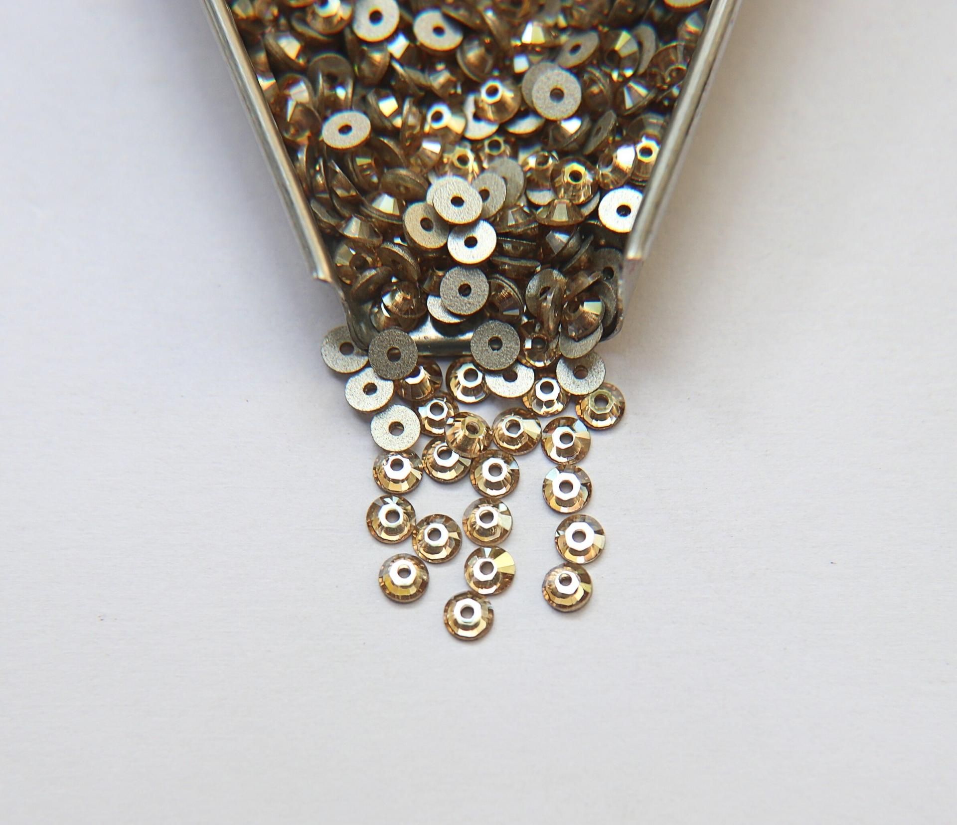 Swarovski Crystal Golden Shadow 3MM Lochrose SEW ON STONES 3128 or 3112 or 3000 24/72/144/720 Pieces, embroidery materials, couture material