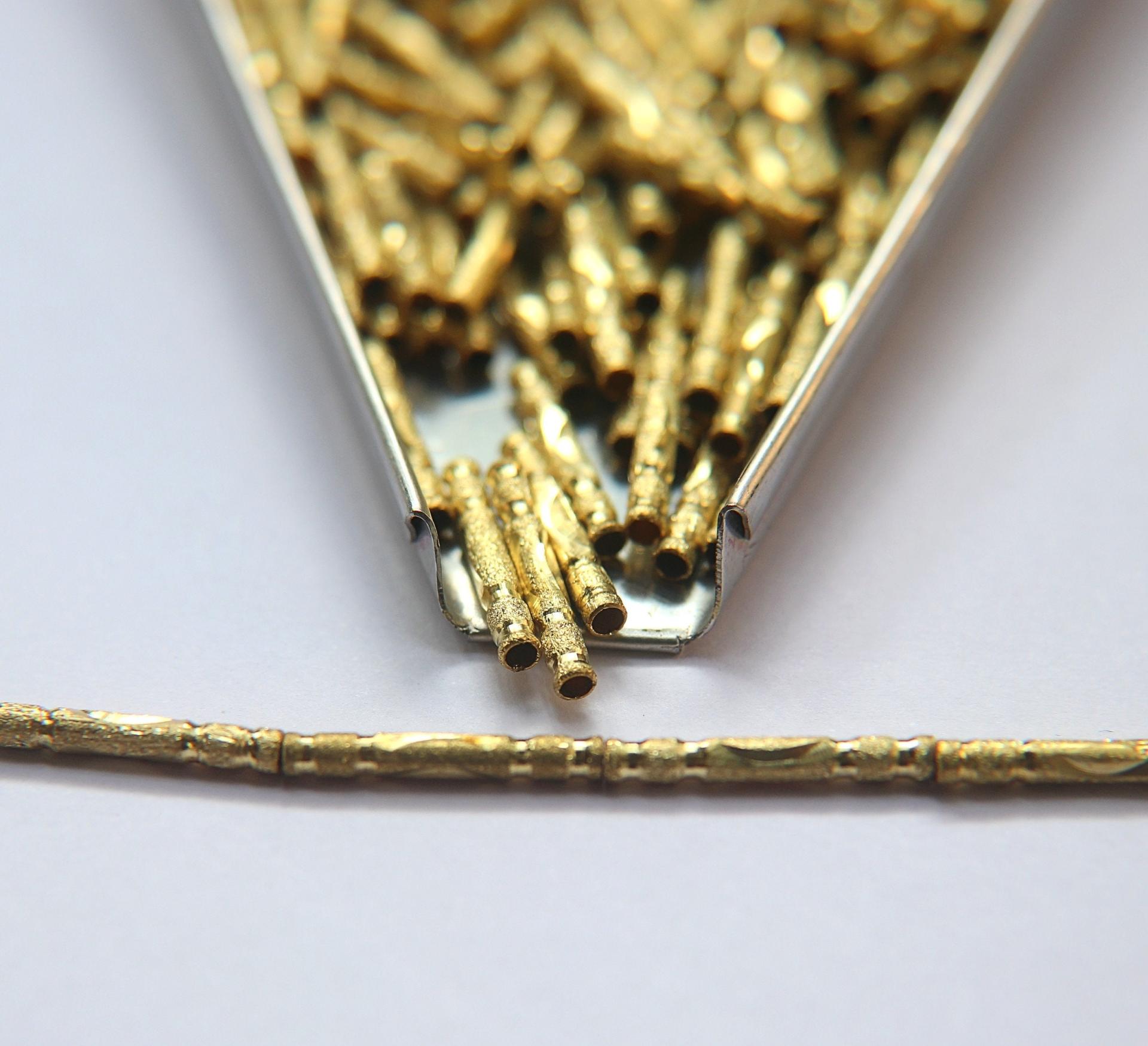 Designer Diamond cut Brass Tubes 2.5x18x1.6 MM rare findings, brass tubes, jewelry making, craft supplies, decoration, couture