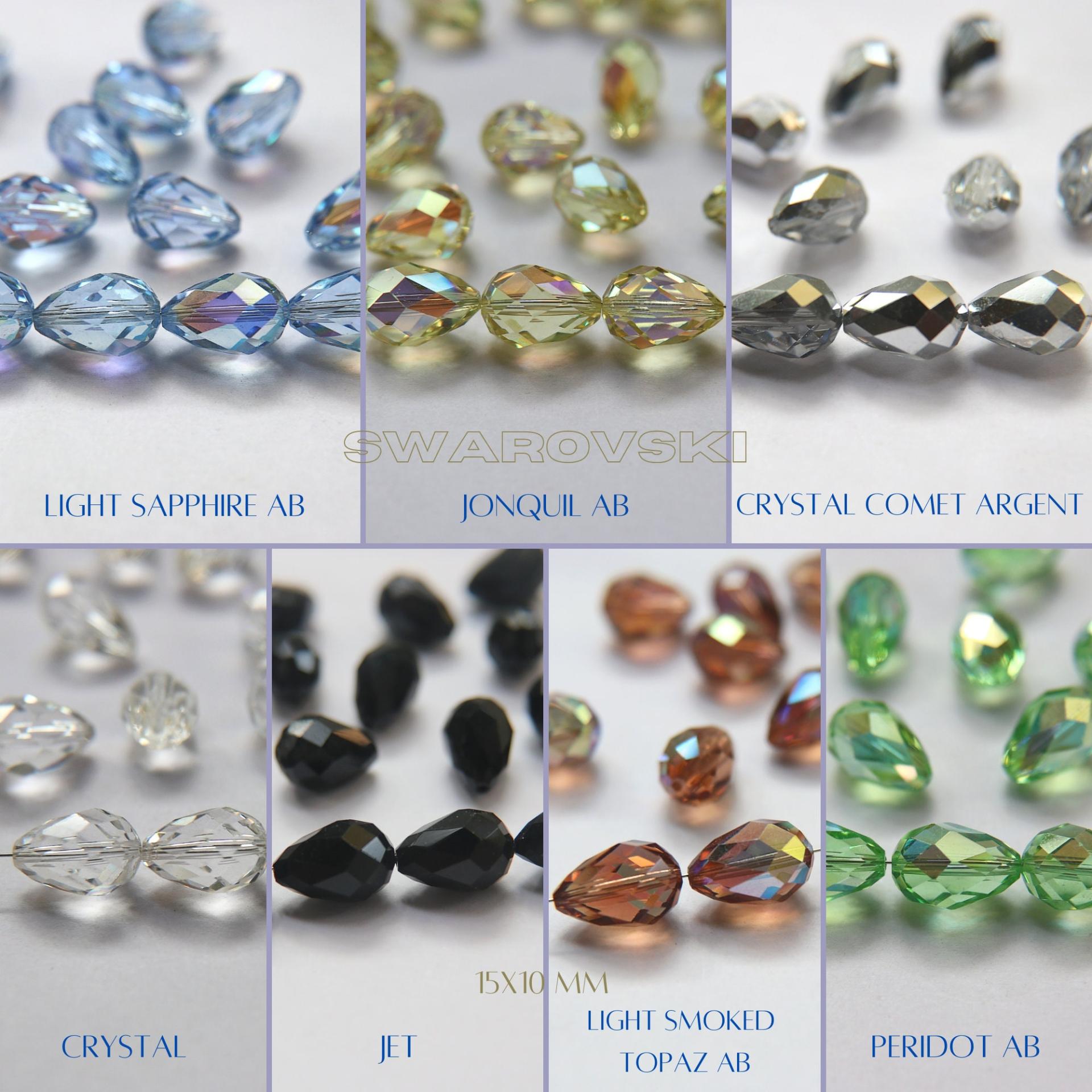 5500 15X10 MM Swarovski Pear Beads (12 COLOURS) 2/12/36 Pieces, fancy beads decorations, wedding embellishments, jewelry making