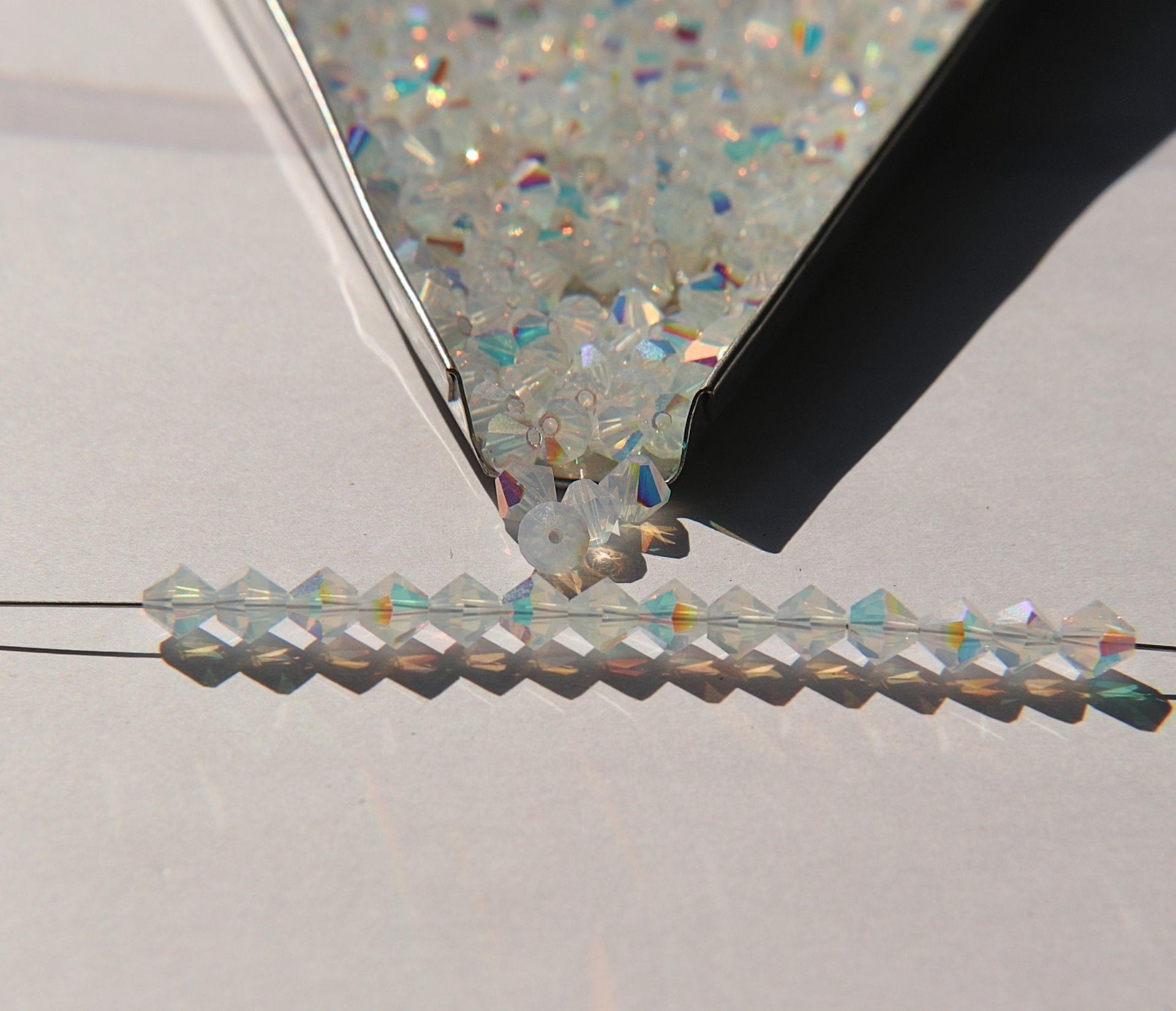 5mm White Opal Aurore Boreale Swarovski Bicone 12/36/72/144/432/720 Pieces (362) rainbow beads, jewelry making, couture