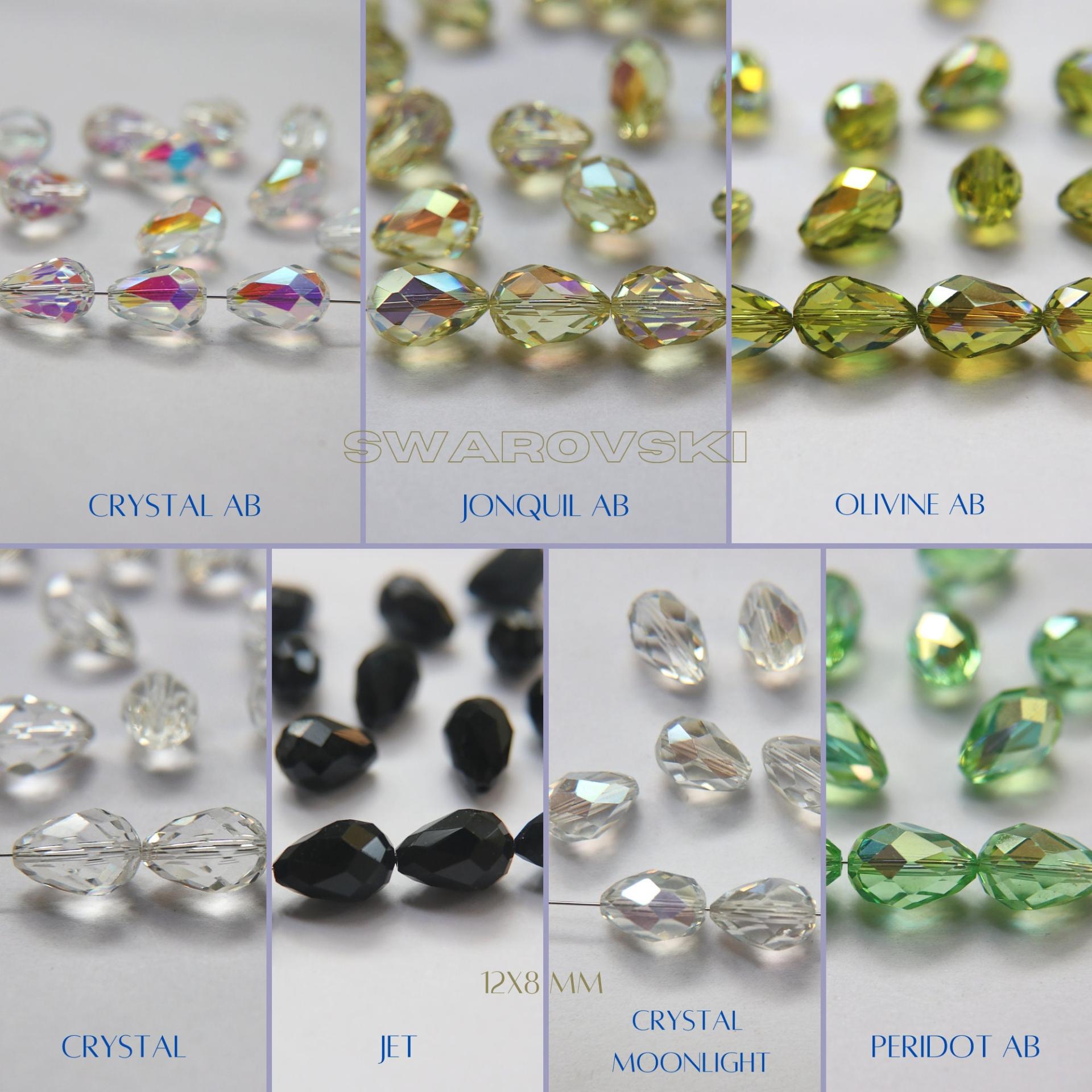5500 12X8 MM Swarovski Pear Beads (7 COLOURS) 2/12/36 Pieces, fancy beads decorations, wedding embellishments, jewelry making