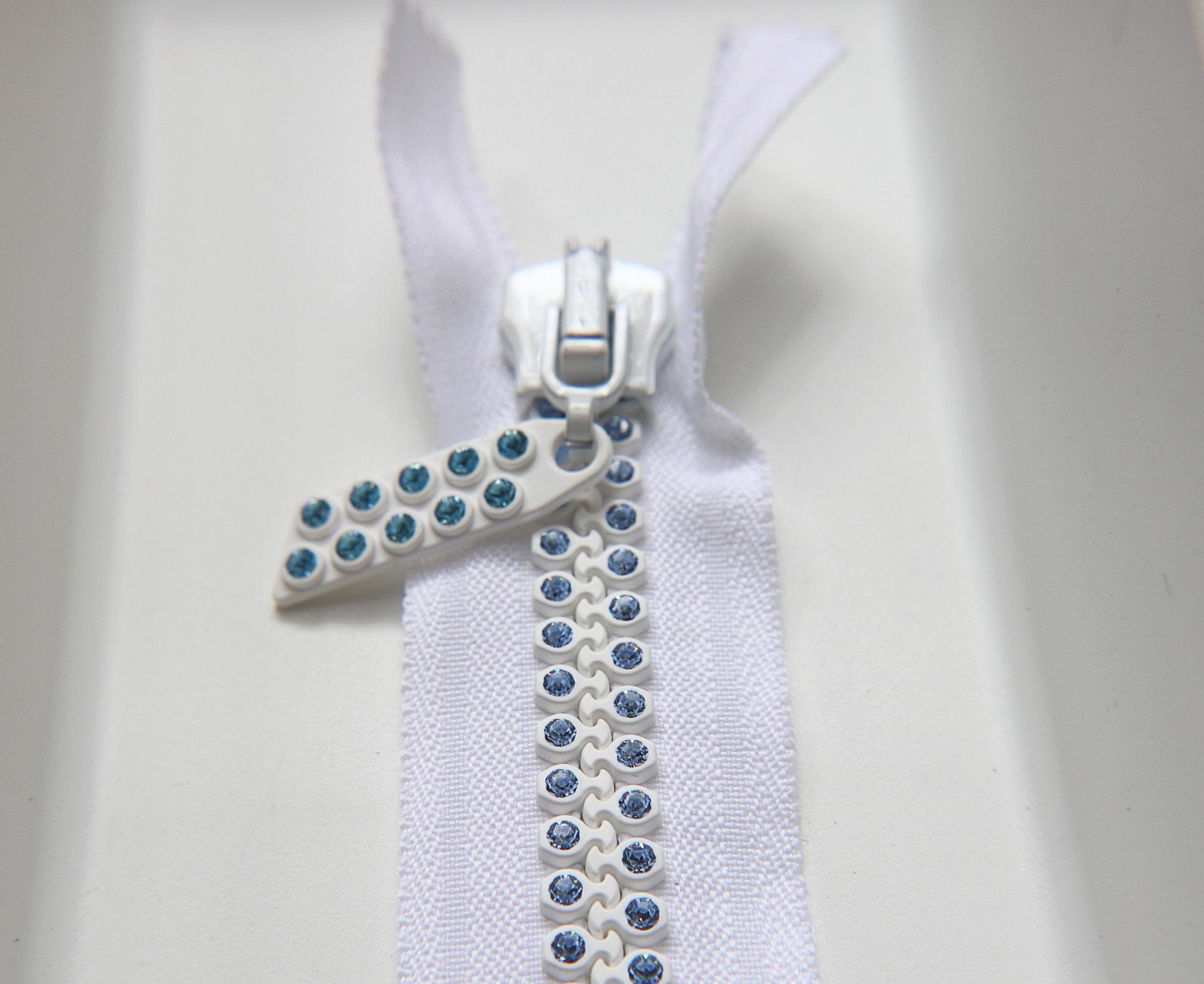 SS12 (3mm), 6 inch Swarovski Light Sapphire Rhinestone Zipper closed at one end by PC, 80300