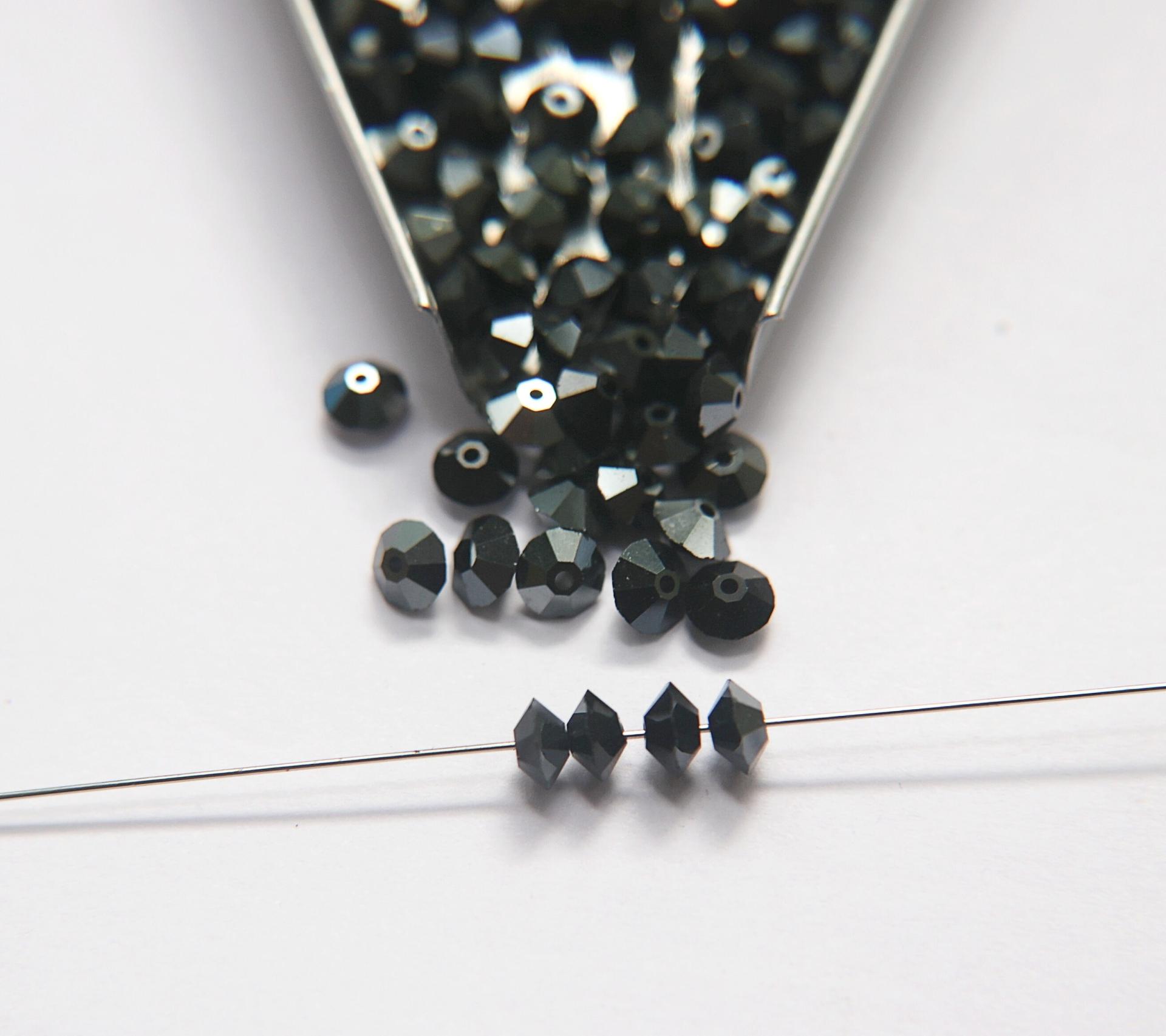5x3mm Crystal Swarovski 5305 Flat Bicone Beads Jet Hematite 36/72/144/432/720 Pieces vintage premium beads, wedding embellishments