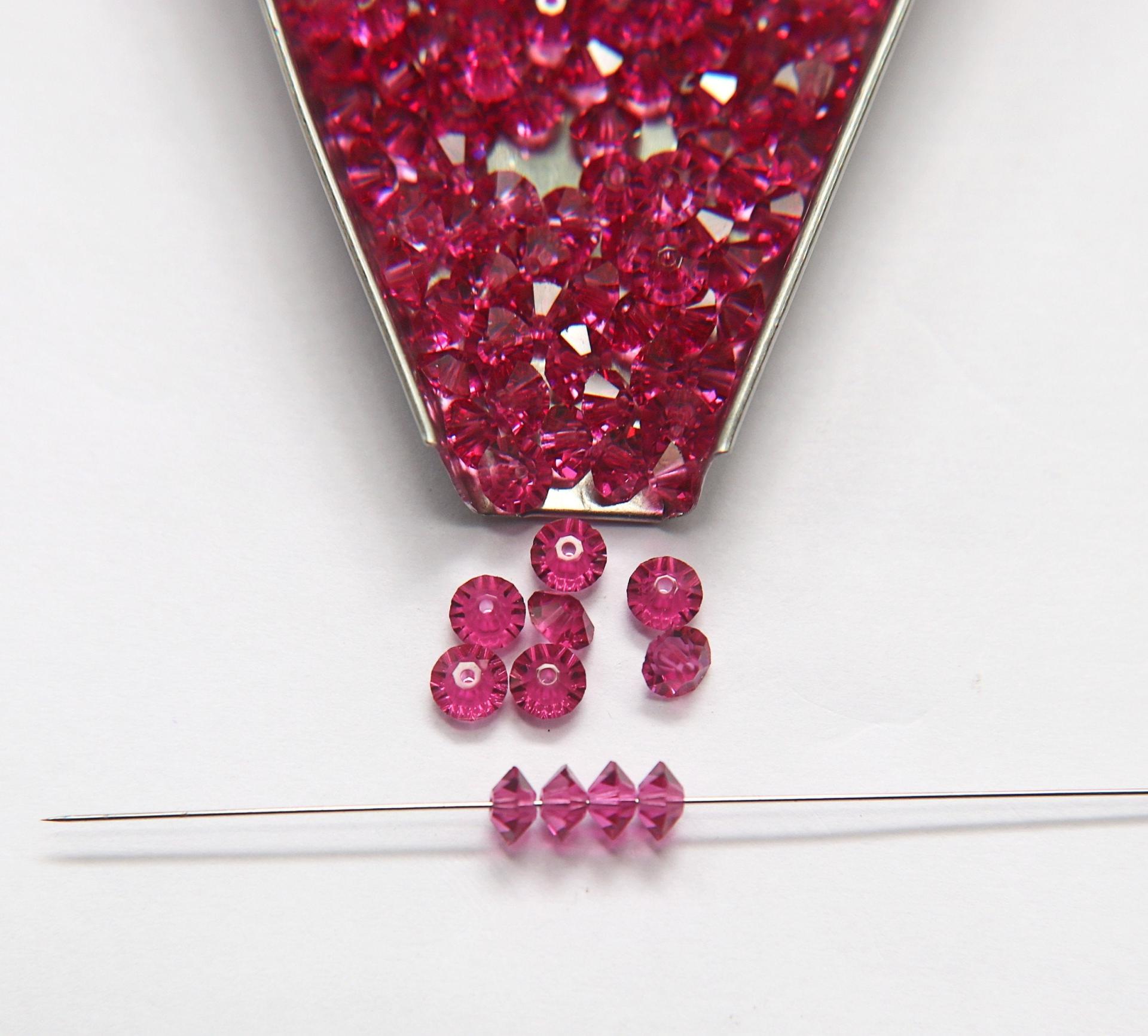 5x3mm Crystal Swarovski 5305 Flat Bicone Beads Fuchsia (502) 36/72/144/432/720 Pieces vintage premium beads, wedding embellishments
