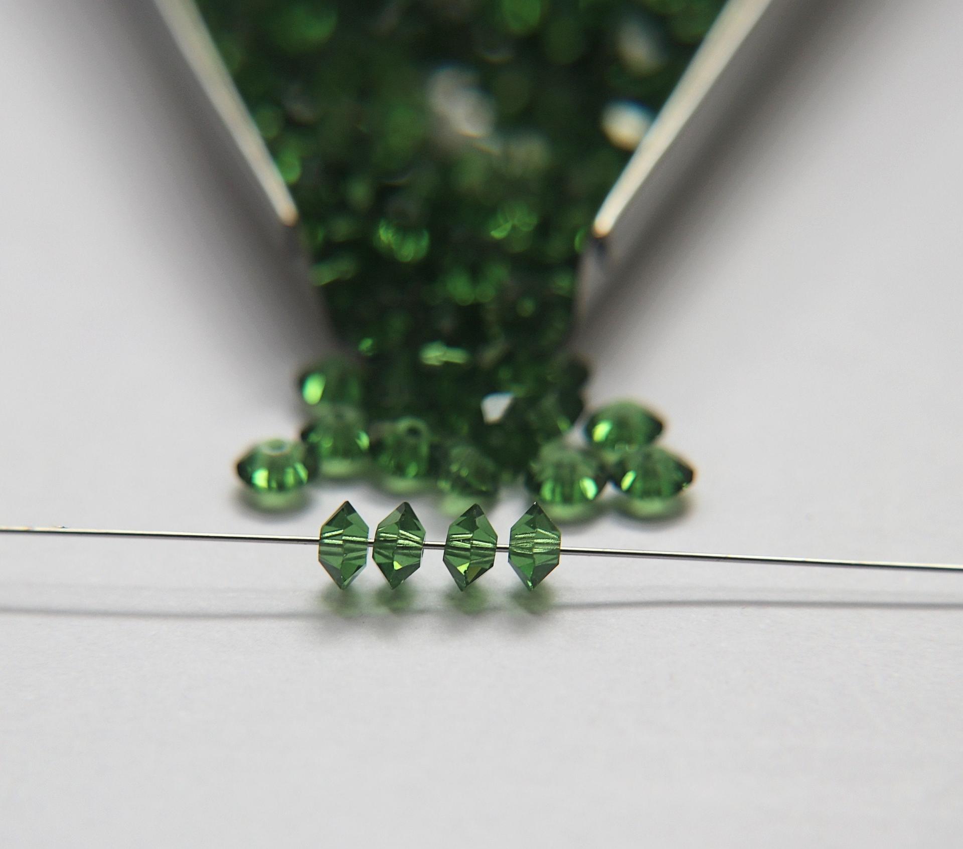 5x3mm Crystal Swarovski 5305 Flat Bicone Beads Green Turmaline (216) 36/72/144/432/720 Pieces vintage premium beads, wedding embellishments