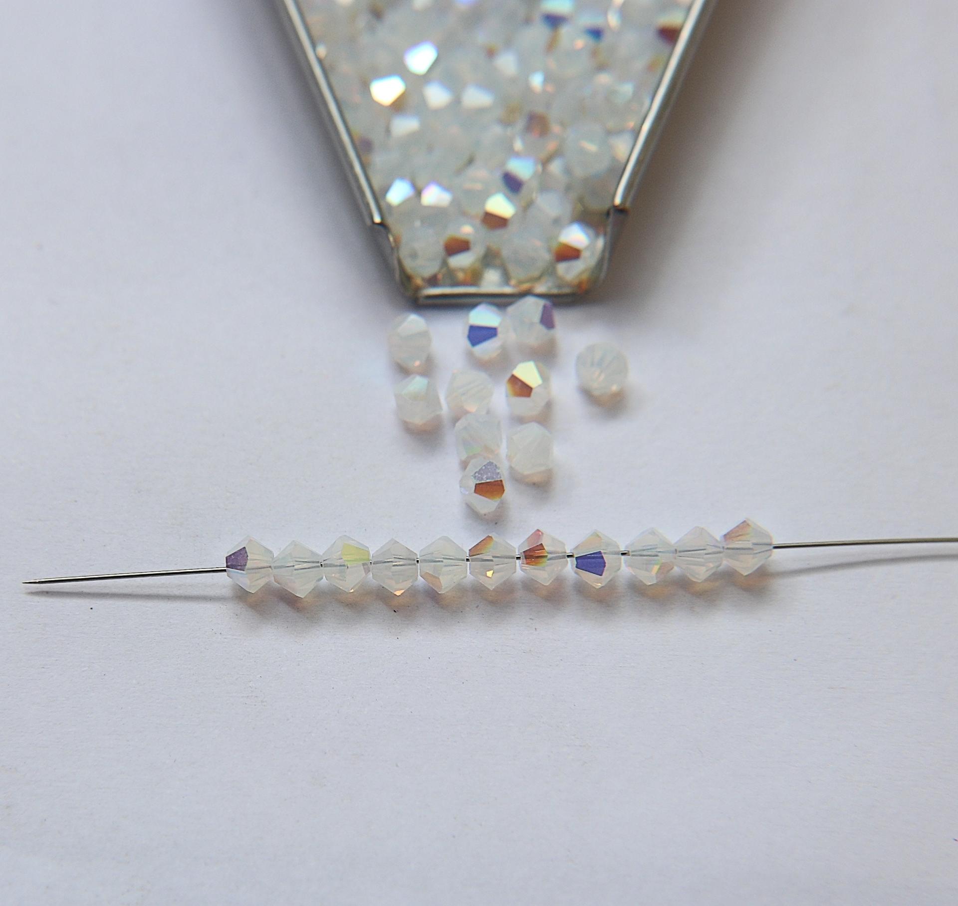 4mm White Opal 1X Aurore Boreale Swarovski Bicone Cuts beads AB 36/72/144/432/720 Pieces embellishment couture, wedding decor